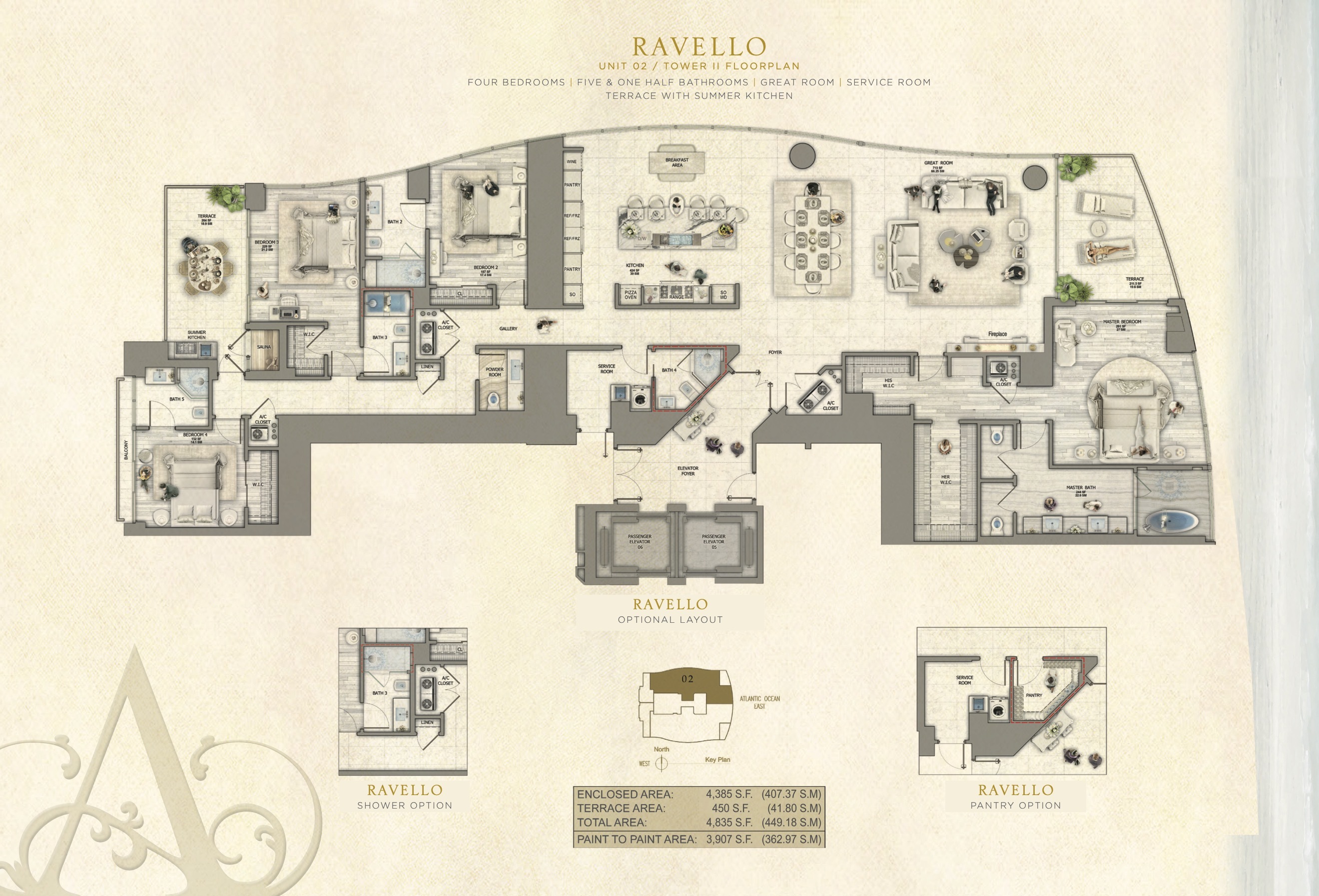 Floor Plan for Estates at Aqualina Floorplans, Ravello