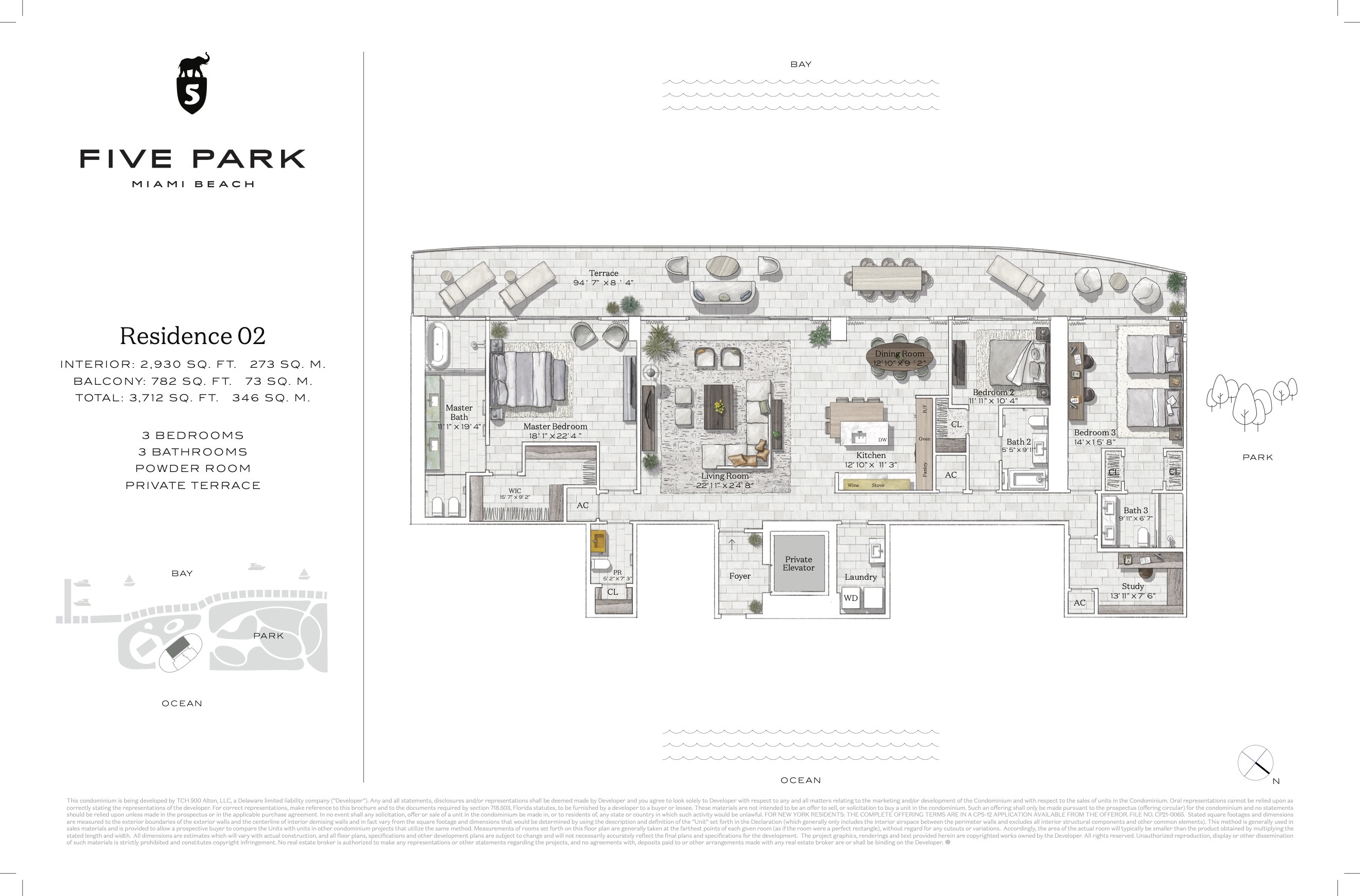 Floor Plan for Five Park Floor Plans, Residence 02