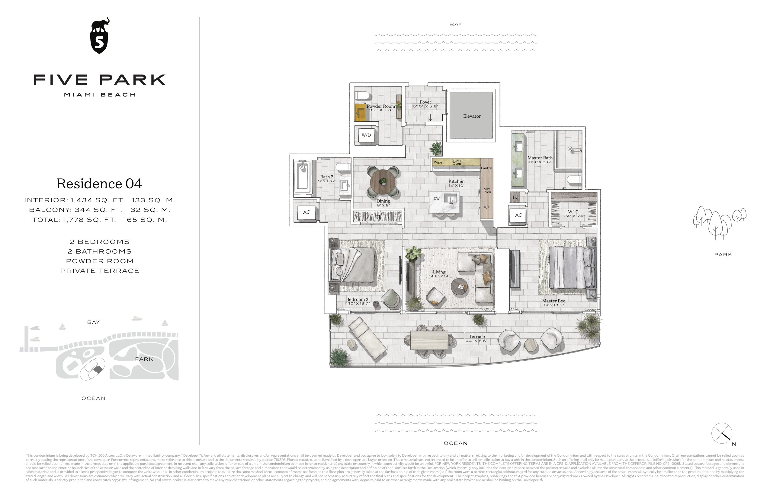 Floor Plan for Five Park Floor Plans, Residence 04