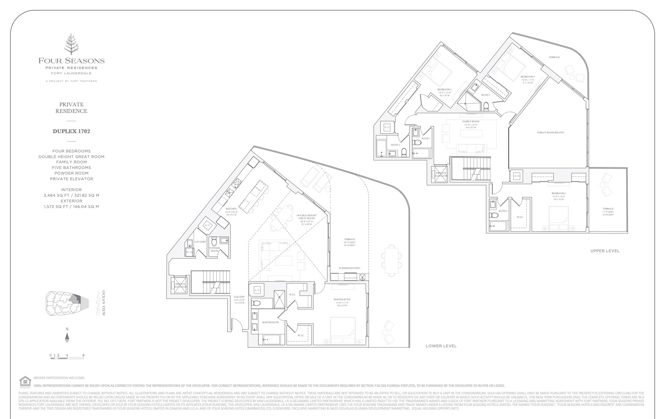 Floor Plan for Four Seasons Fort Lauderdale Floorplans, Duplex 1702