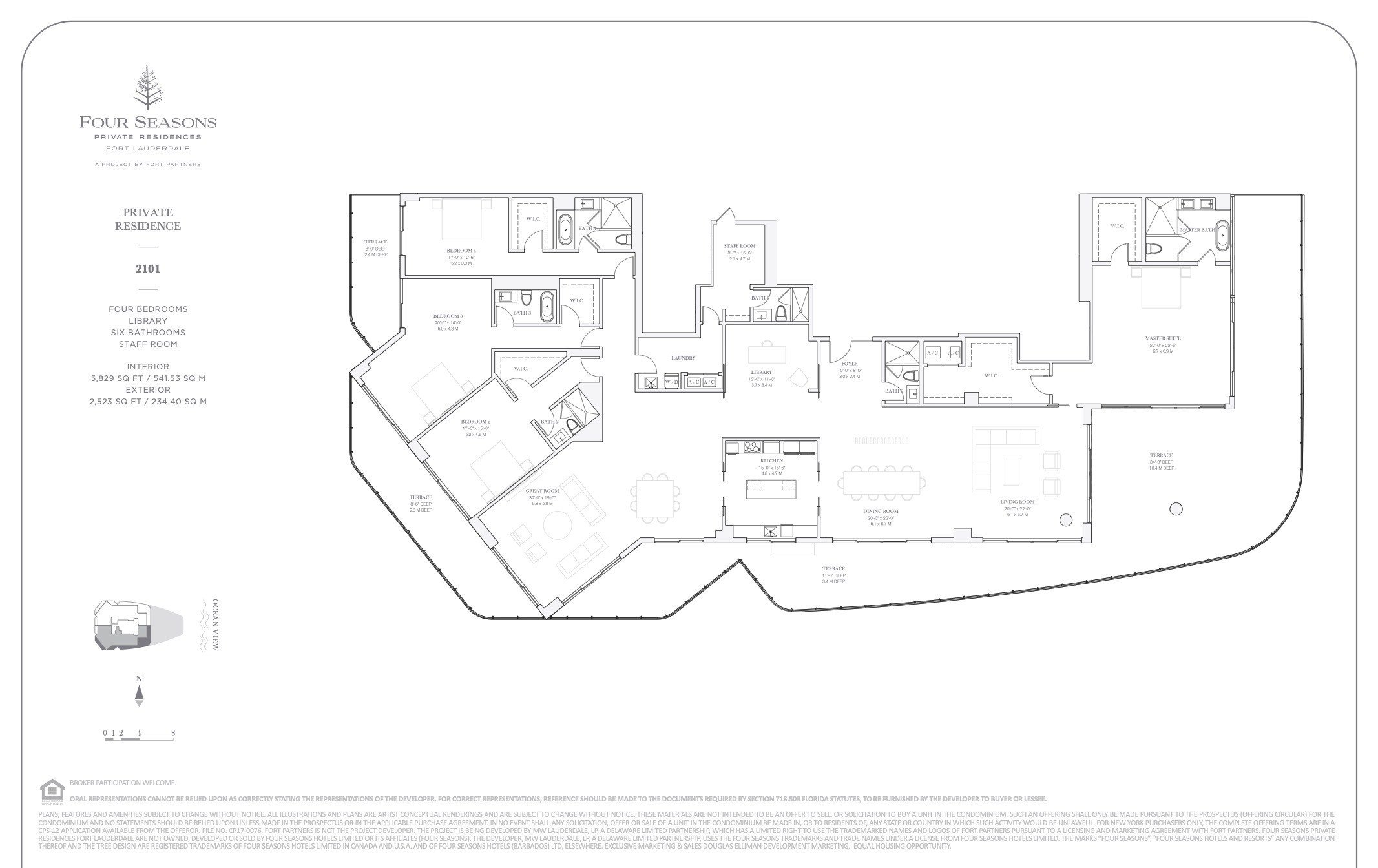 Floor Plan for Four Seasons Fort Lauderdale Floorplans, Unit 2101