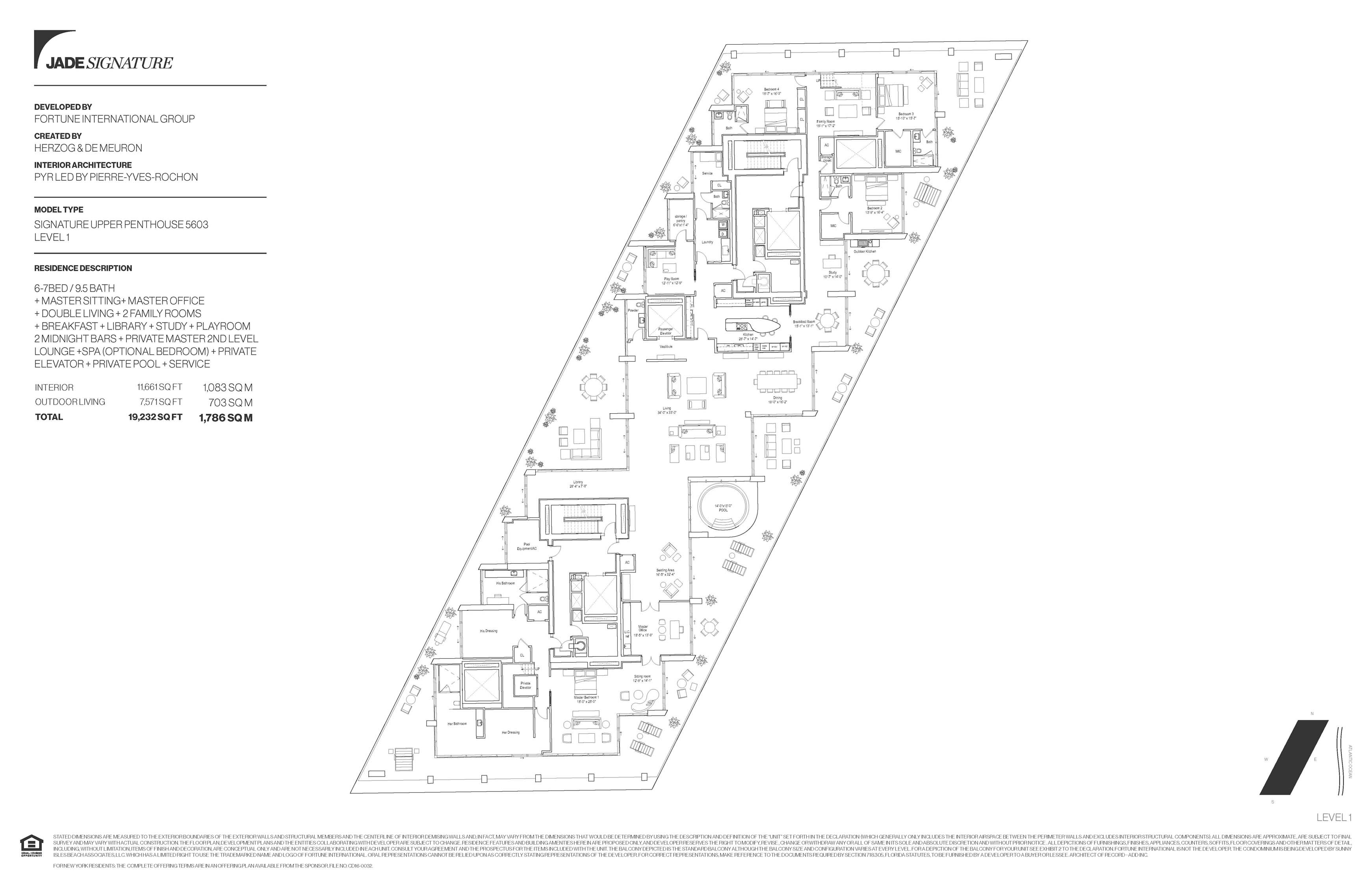 Floor Plan for Jade Signature Sunny Isles Floorplans, Signature Upper Penthouse 5603
