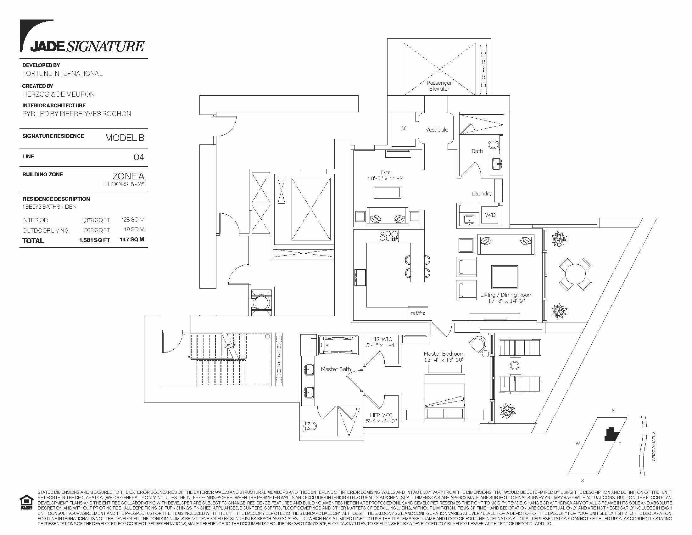 Floor Plan for Jade Signature Sunny Isles Floorplans, Model B
