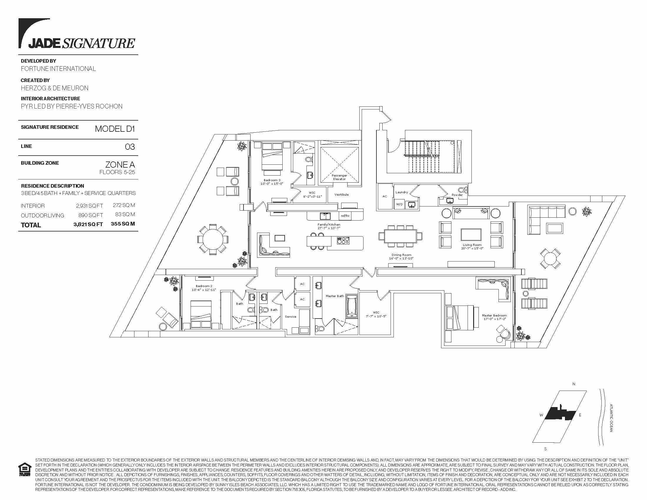 Floor Plan for Jade Signature Sunny Isles Floorplans, Model D1
