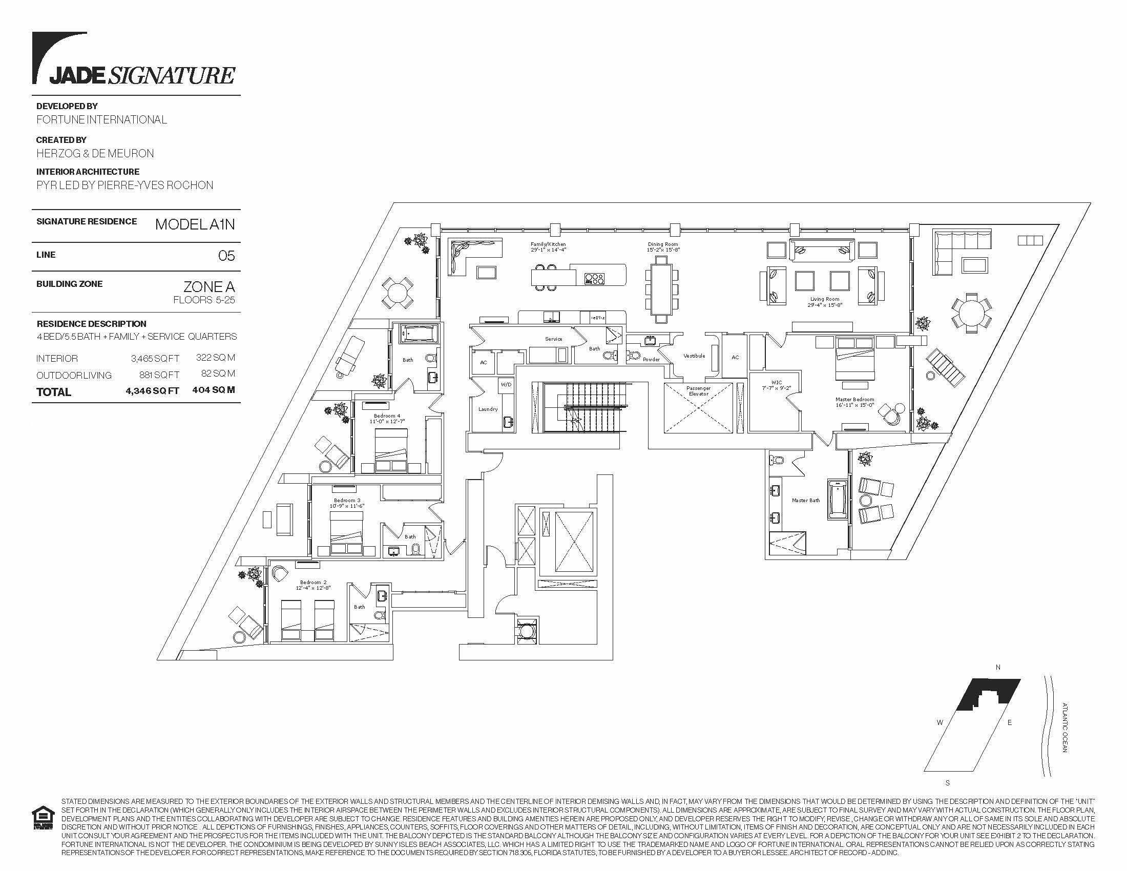 Floor Plan for Jade Signature Sunny Isles Floorplans, Model A1N
