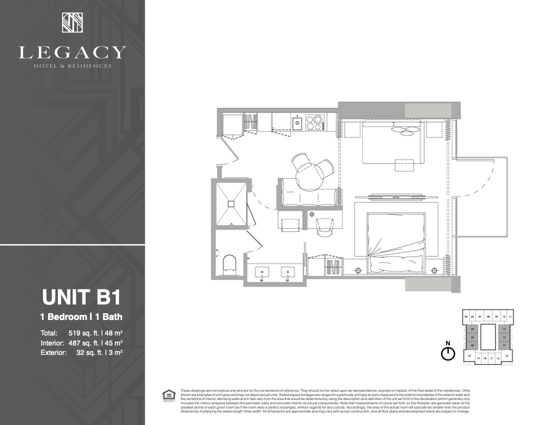 Floor Plan for Legacy Downtown Miami Floorplans, Unit B1