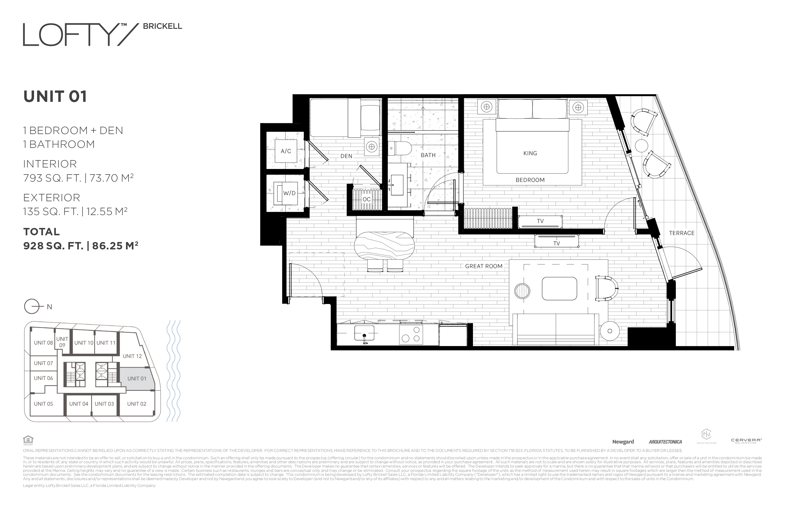 Floor Plan for Lofty Brickell Floorplans, Unit 01