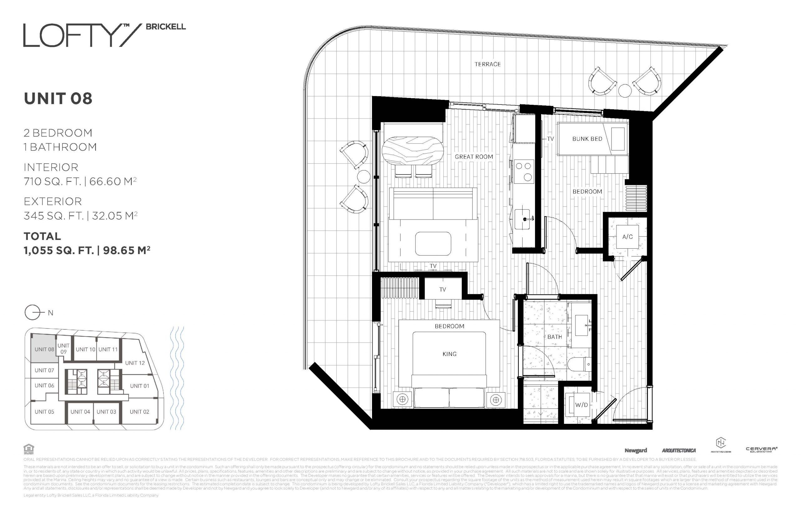 Floor Plan for Lofty Brickell Floorplans, Unit 08