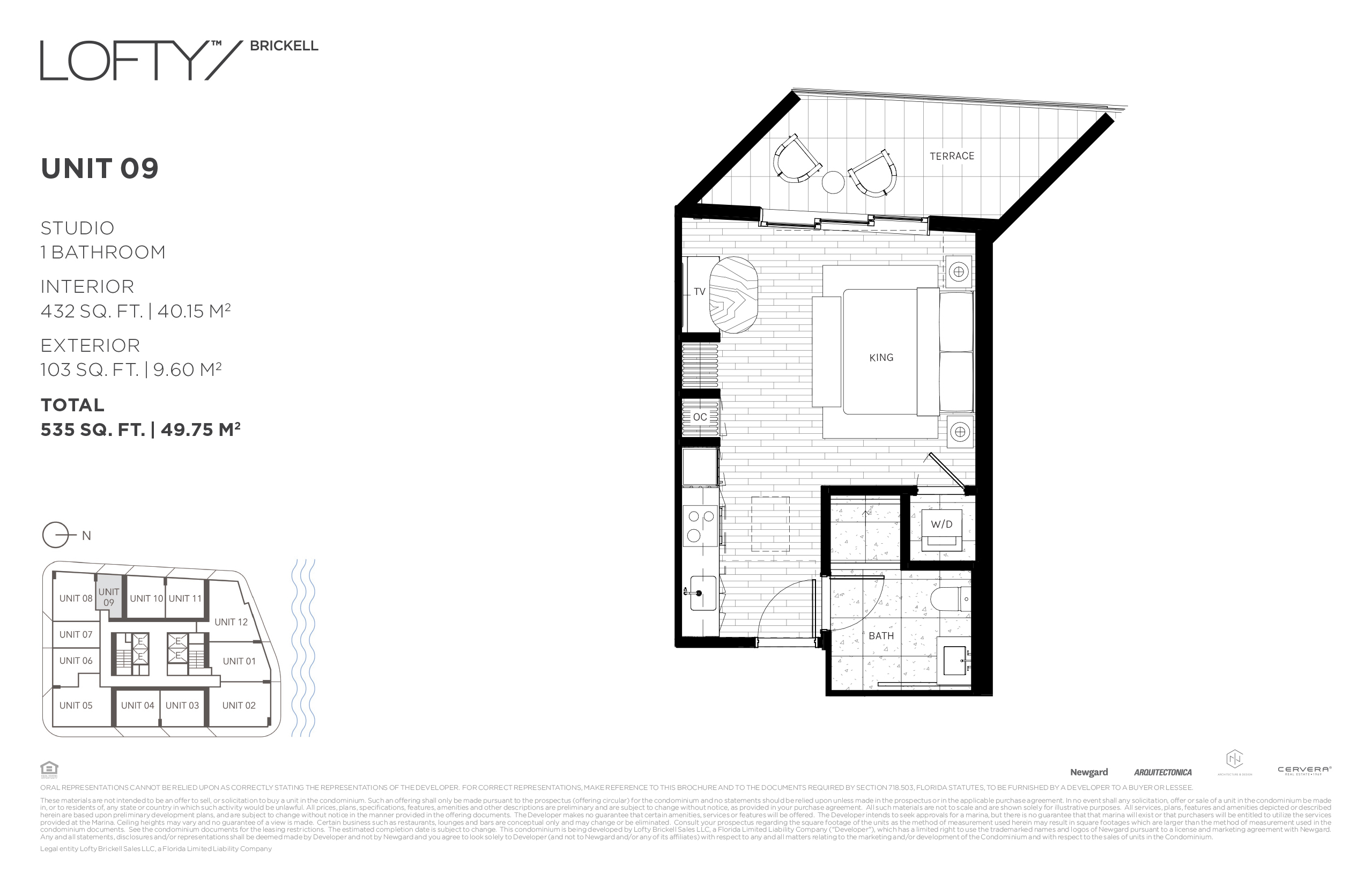 Floor Plan for Lofty Brickell Floorplans, Unit 09