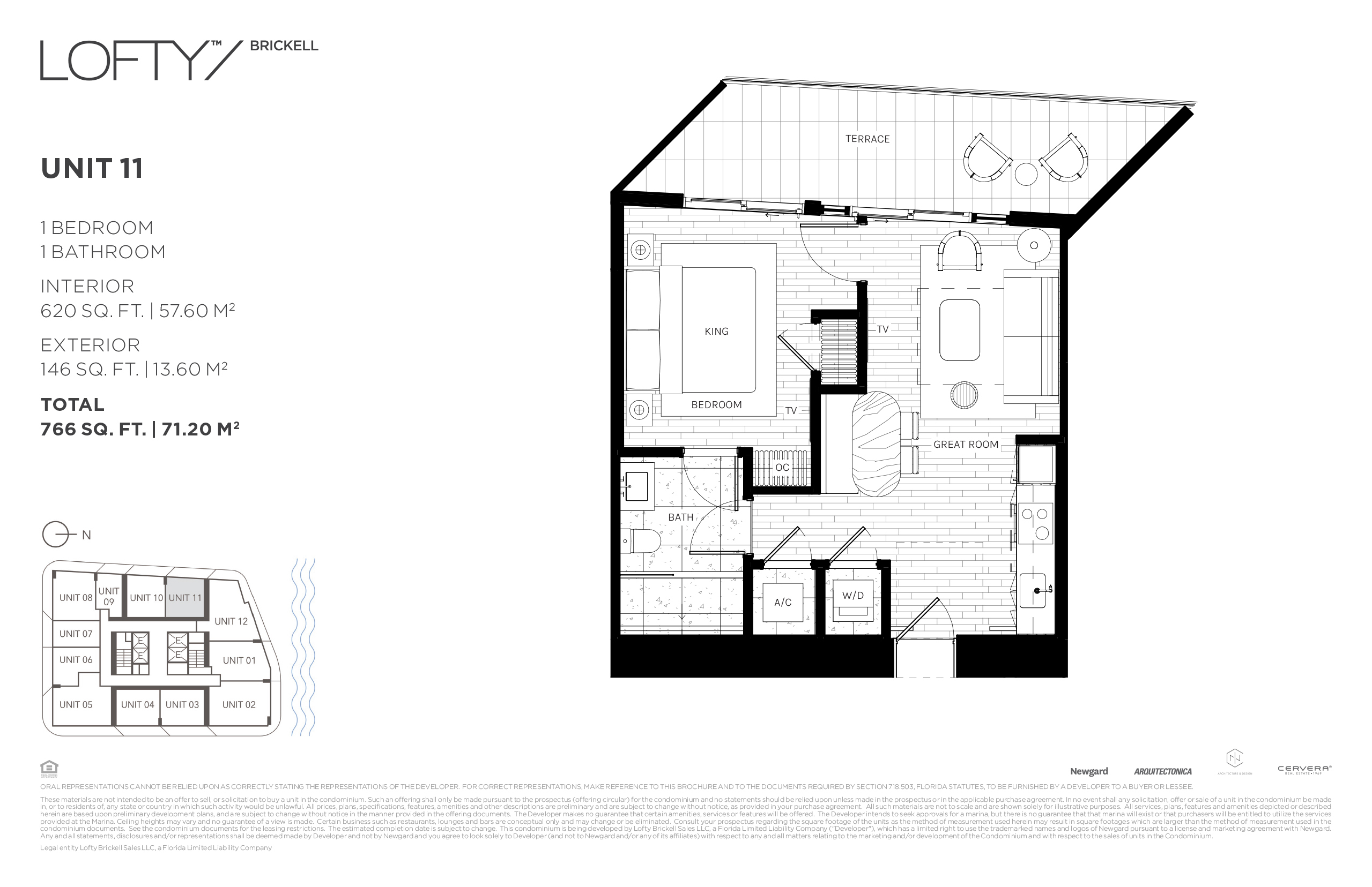 Floor Plan for Lofty Brickell Floorplans, Unit 11