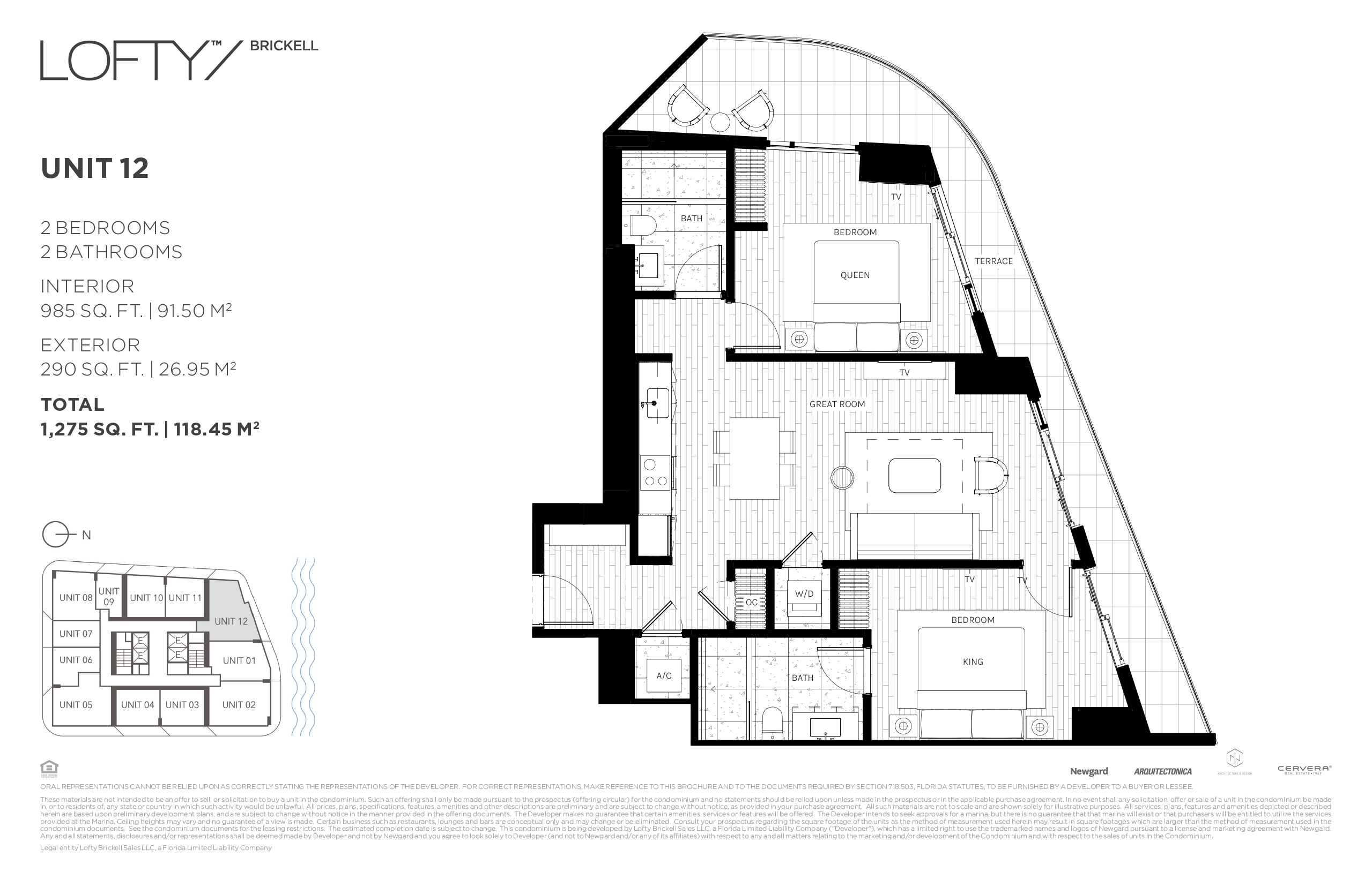 Floor Plan for Lofty Brickell Floorplans, Unit 12