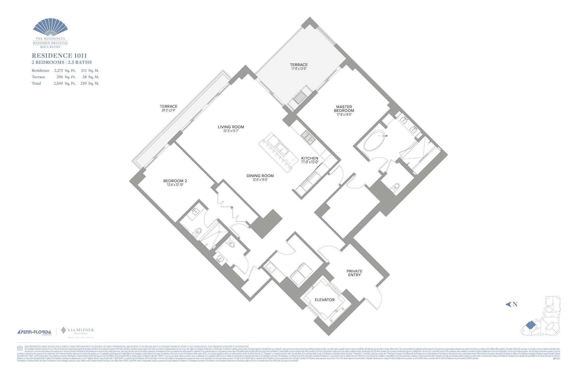 Floor Plan for Residence at Mandarin Oriental Floorplans, Residence 1011