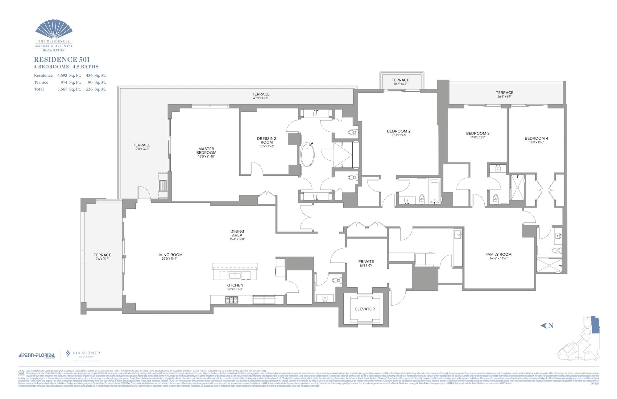 Floor Plan for Residence at Mandarin Oriental Floorplans, Residence 501
