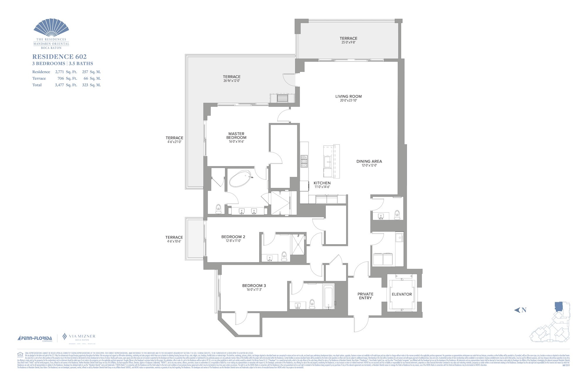 Floor Plan for Residence at Mandarin Oriental Floorplans, Residence 602