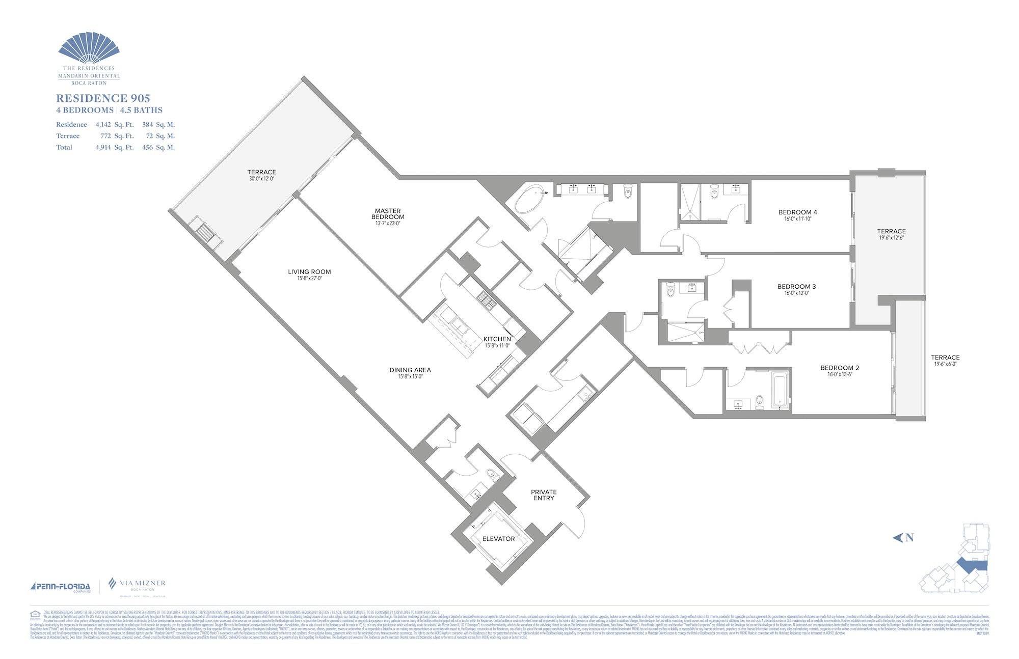 Floor Plan for Residence at Mandarin Oriental Floorplans, Residence 905