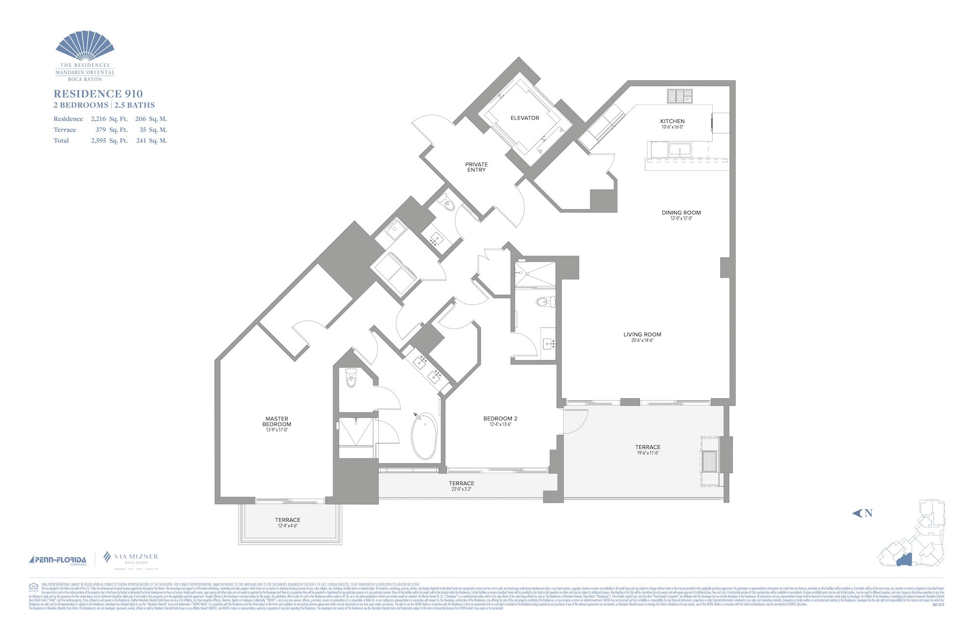 Floor Plan for Residence at Mandarin Oriental Floorplans, Residence 910