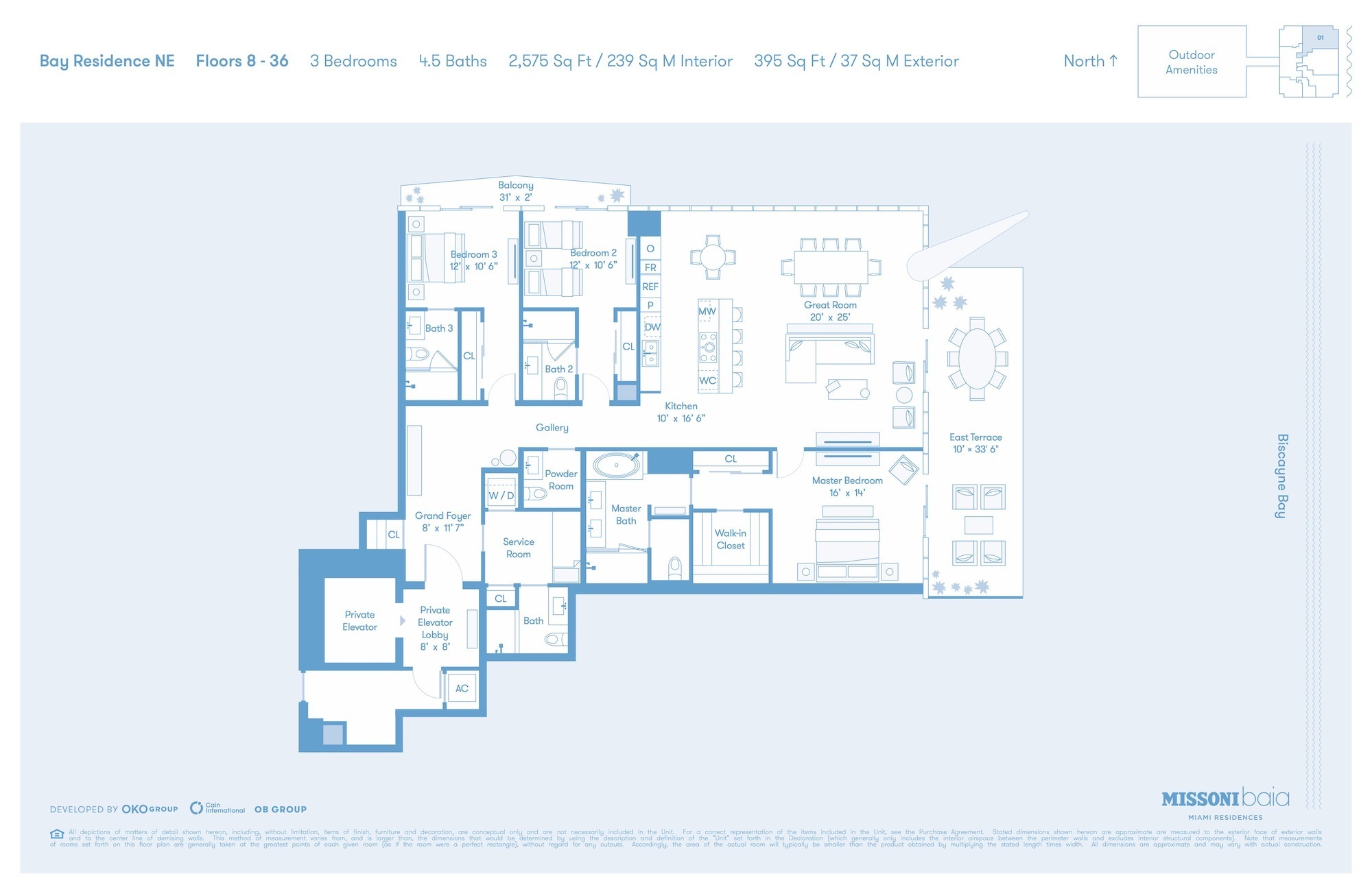 Floor Plan for Missoni Baia Floorplans, Bay Residence NE