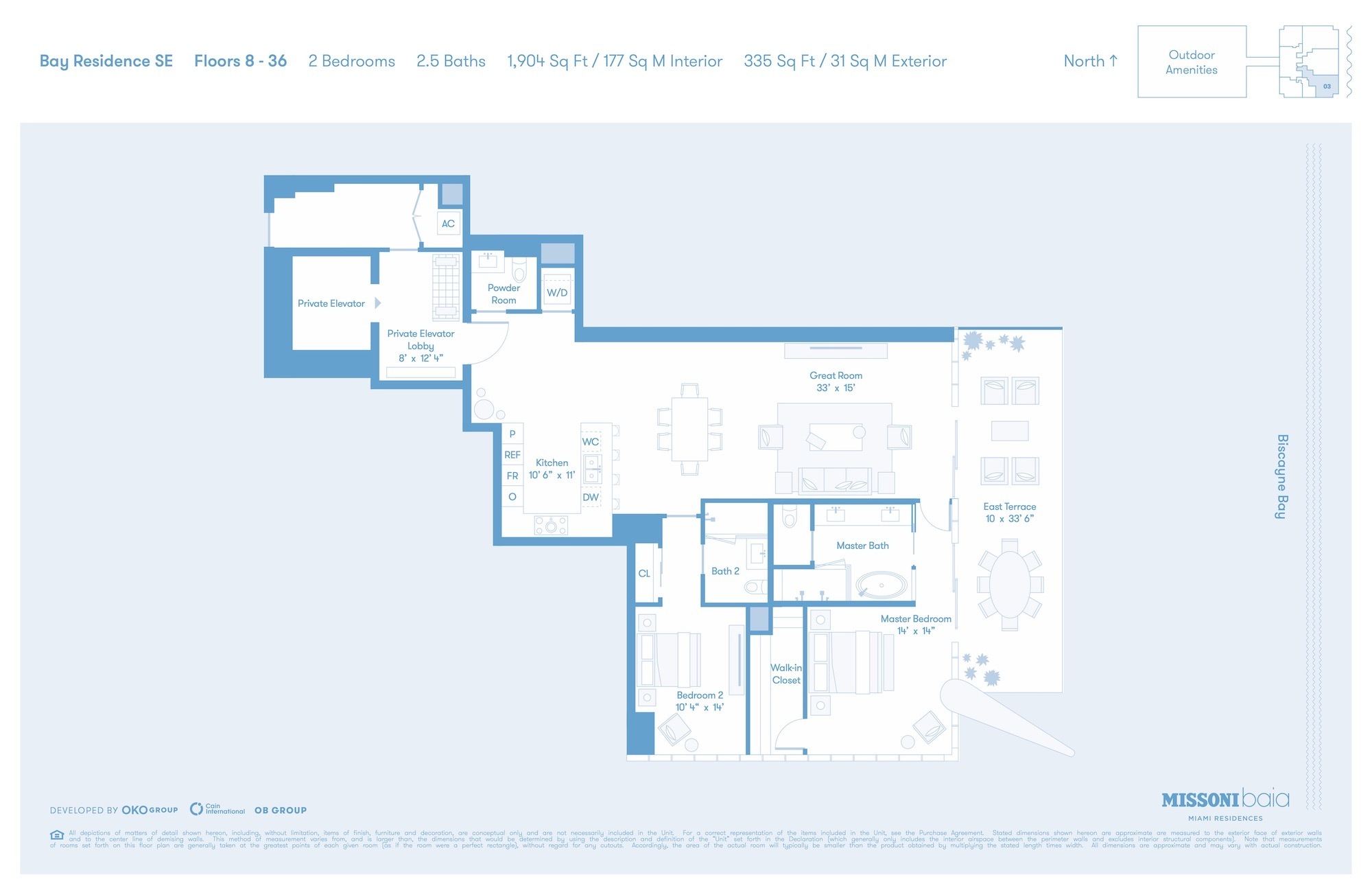 Floor Plan for Missoni Baia Floorplans, Bay Residence SE
