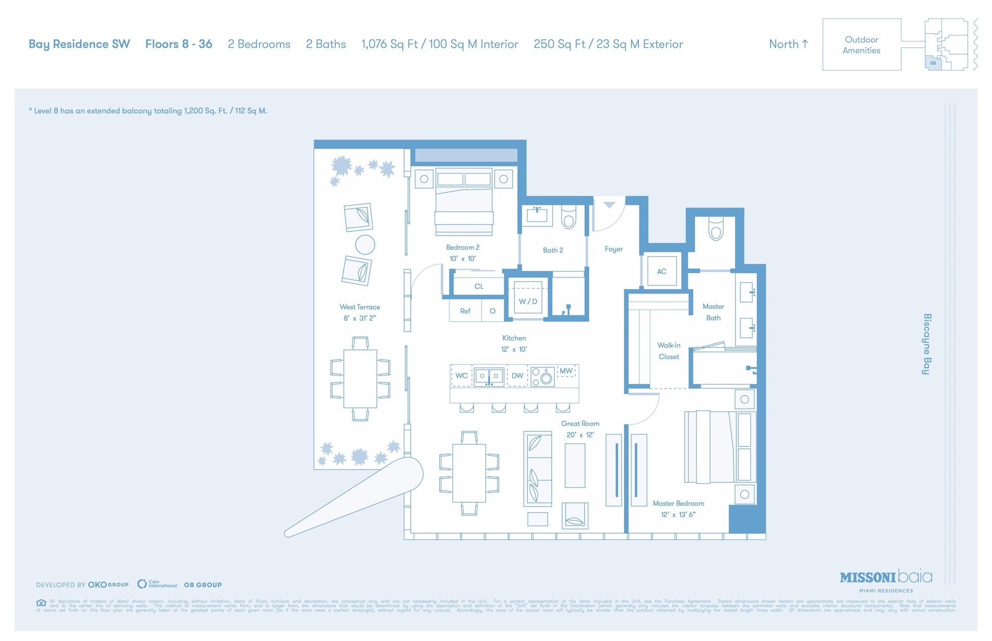 Floor Plan for Missoni Baia Floorplans, Bay Residence SW
