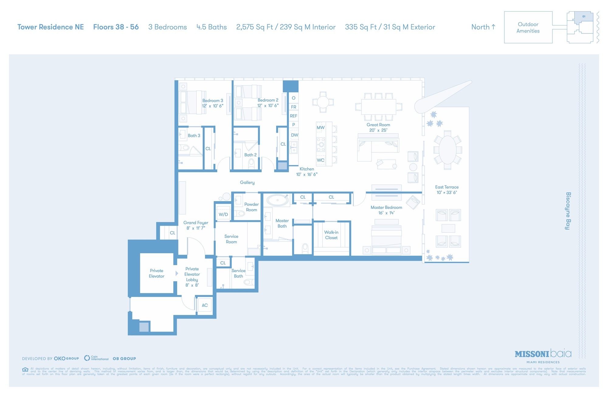 Floor Plan for Missoni Baia Floorplans, Tower Residence NE