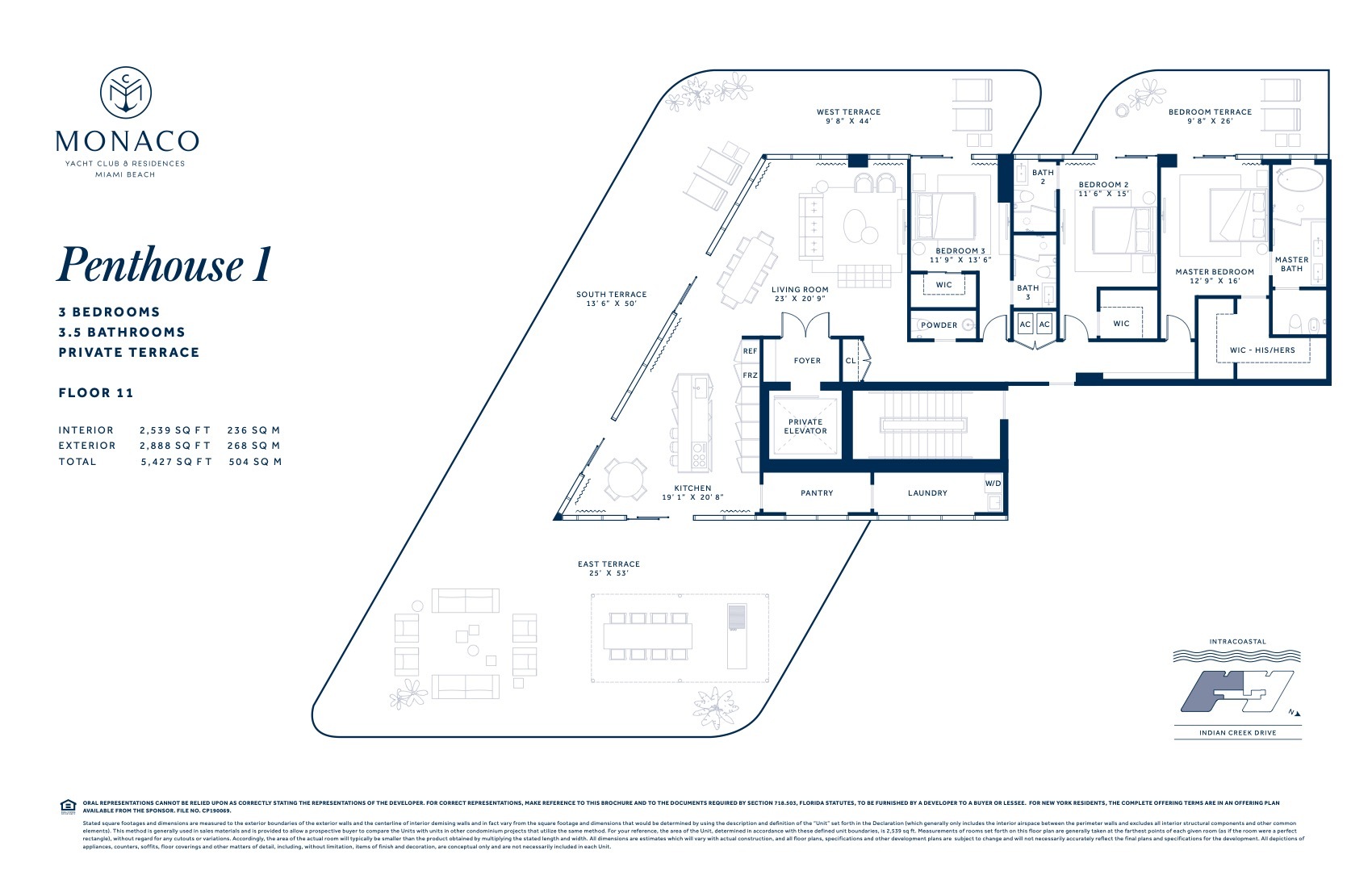 Floor Plan for Monaco Yacht Club Floorplans, Penthouse 1