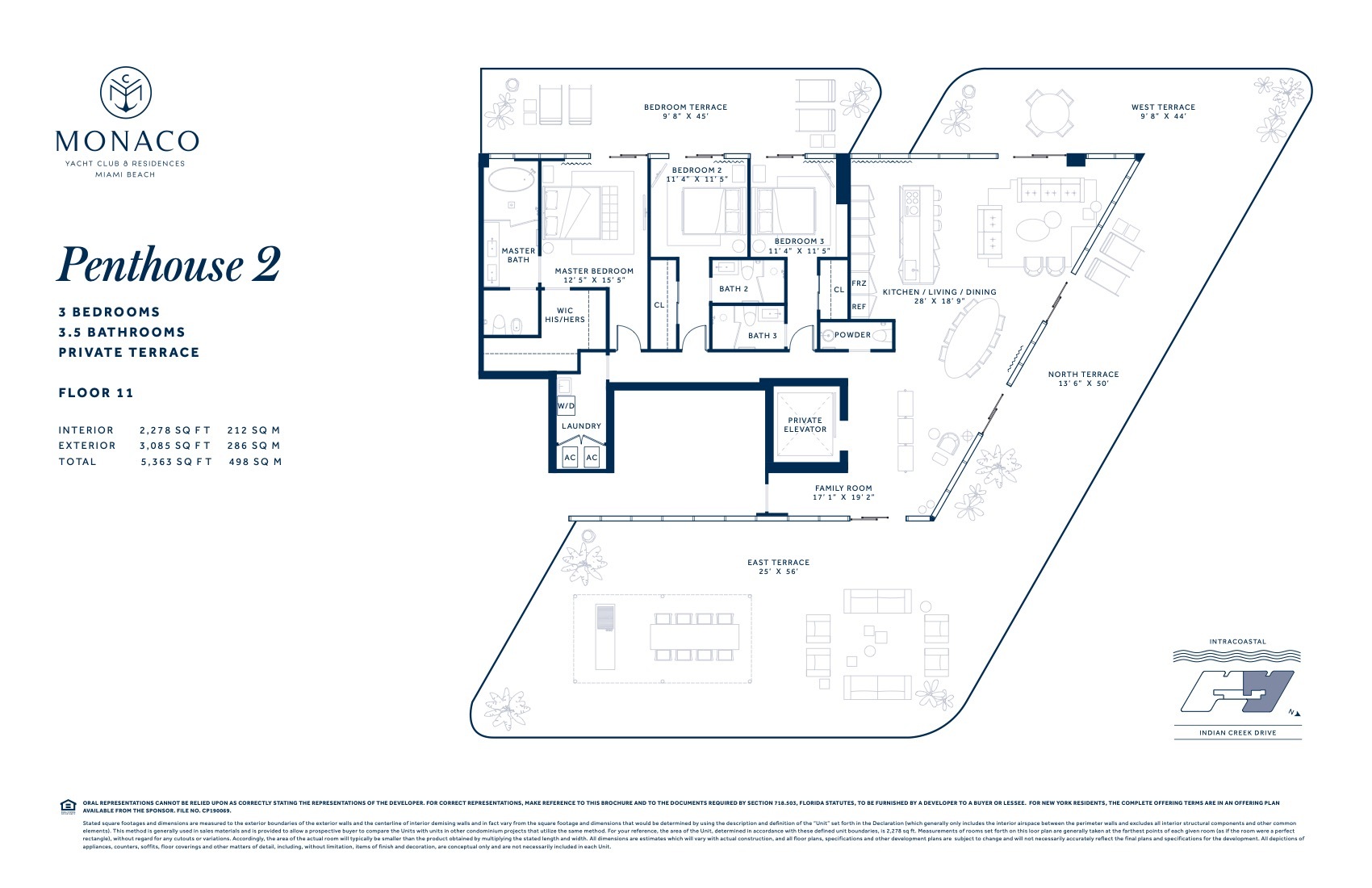 Floor Plan for Monaco Yacht Club Floorplans, Penthouse 2