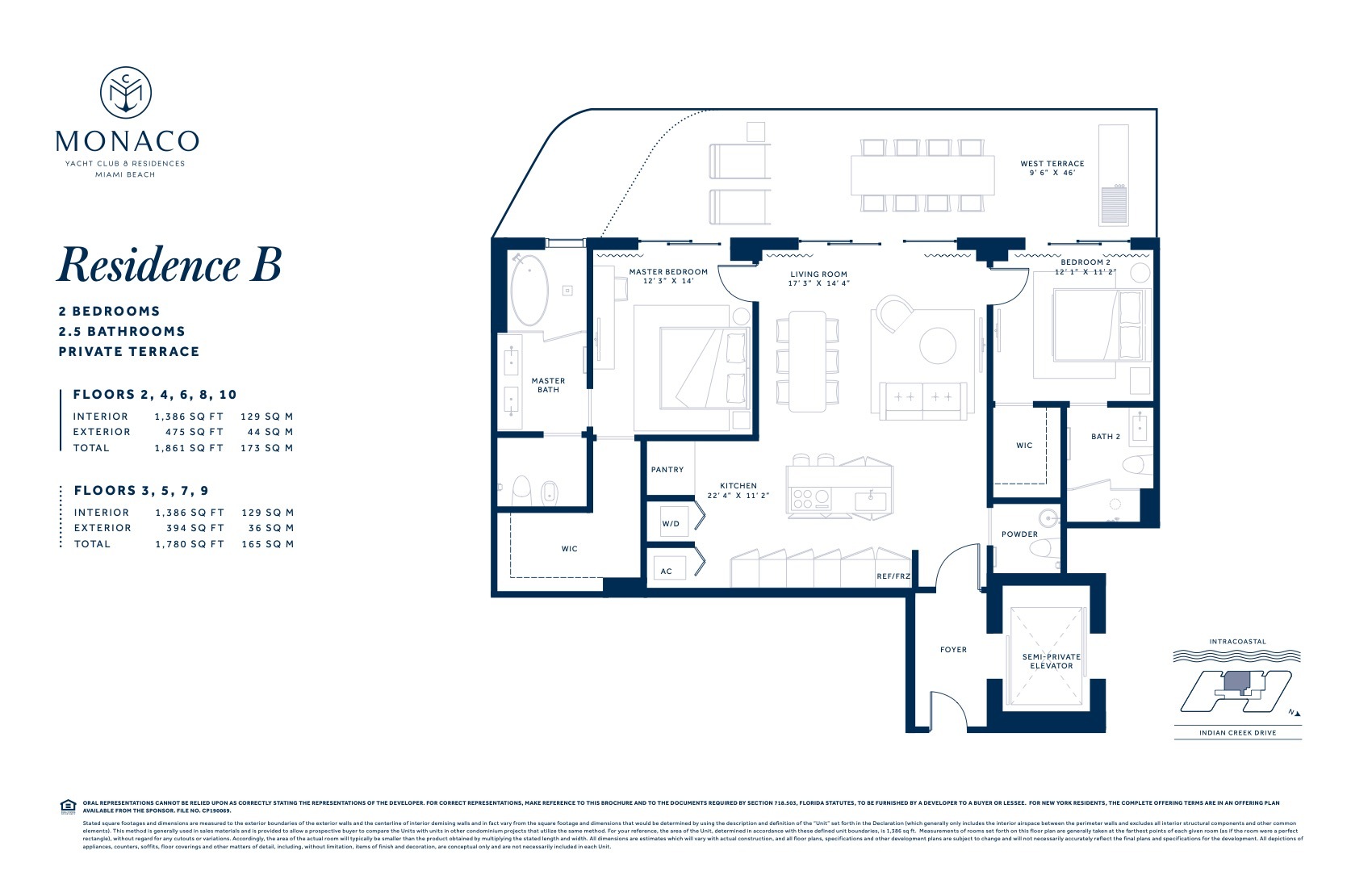 Floor Plan for Monaco Yacht Club Floorplans, Residence B