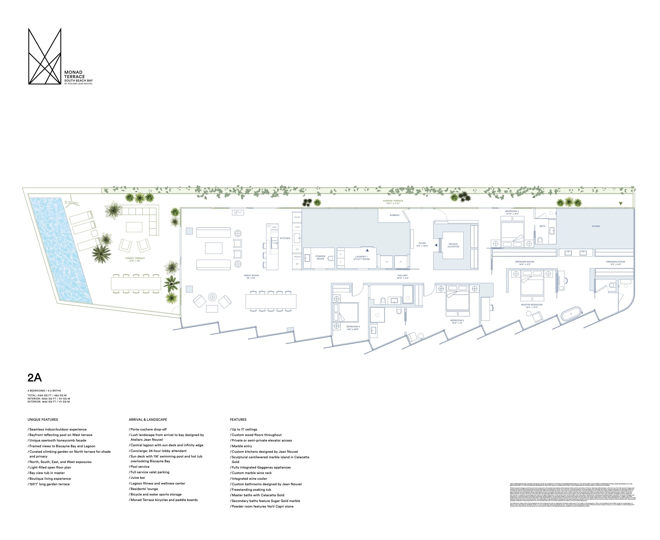 Floor Plan for Monad Terrace Miami Floorplans, 2A