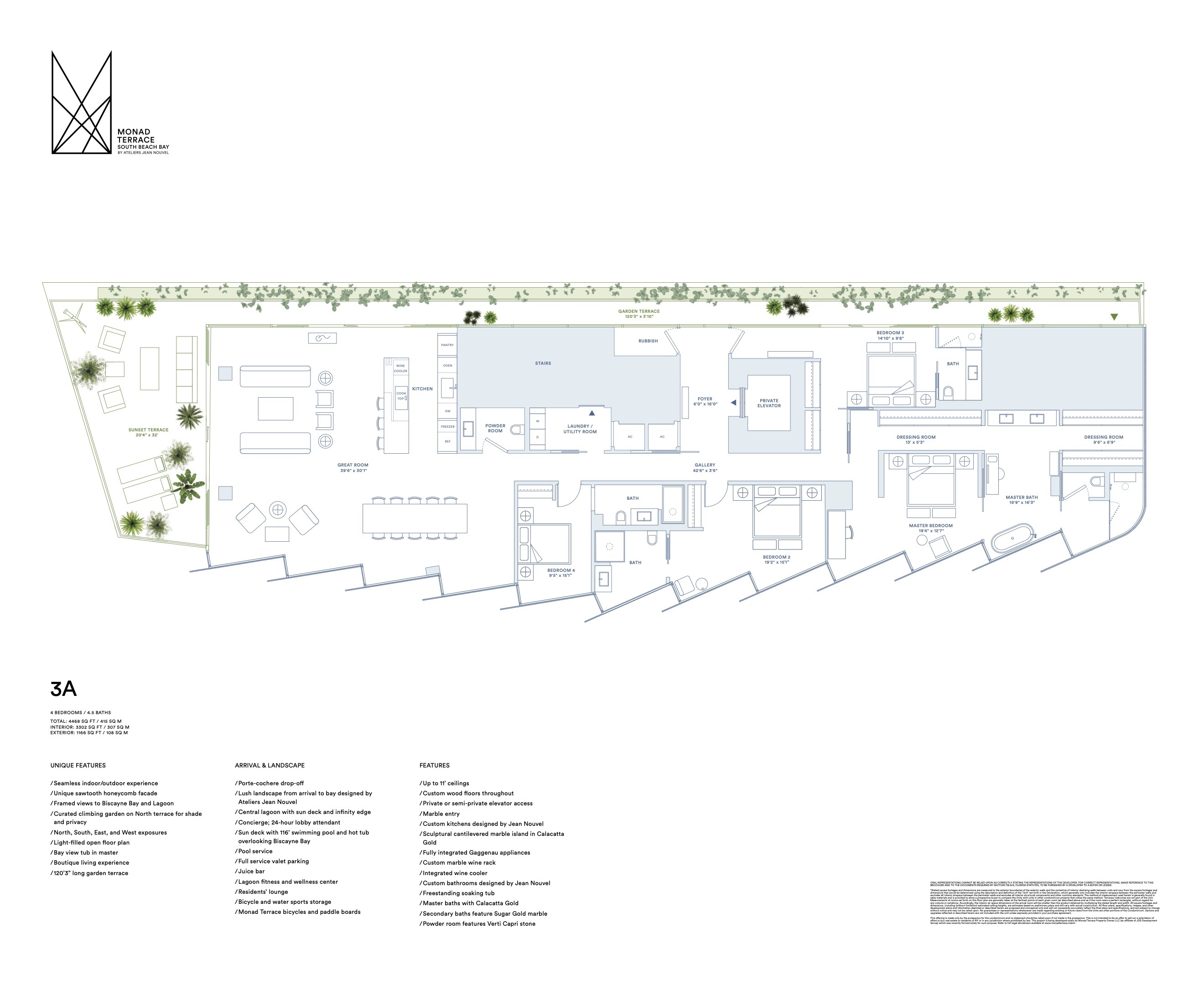 Floor Plan for Monad Terrace Miami Floorplans, 3A