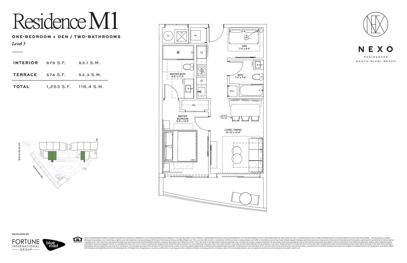 Floor Plan for Nexo Miami Beach Floorplans, Residence M1