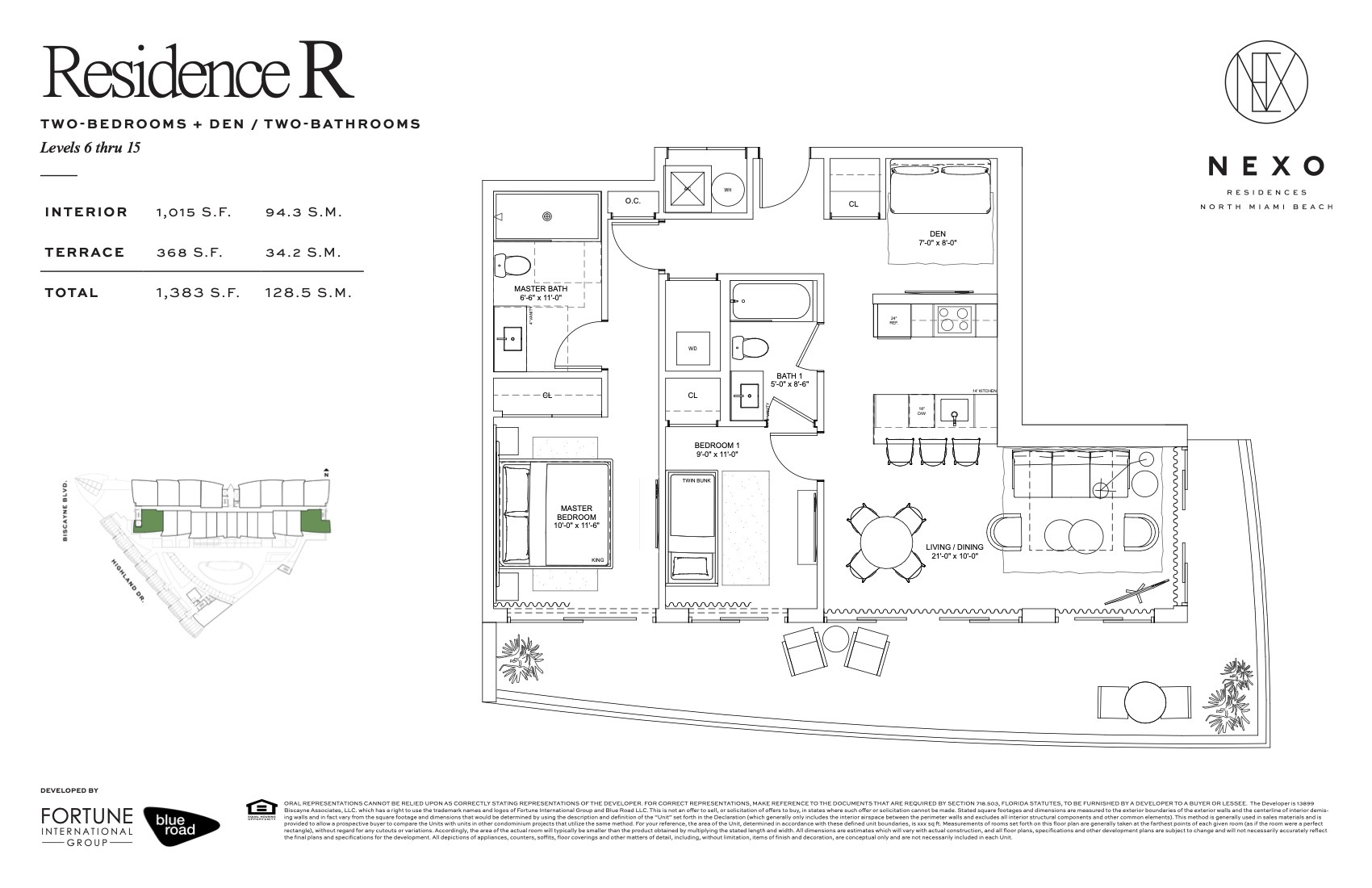 Floor Plan for Nexo Miami Beach Floorplans, Residence R