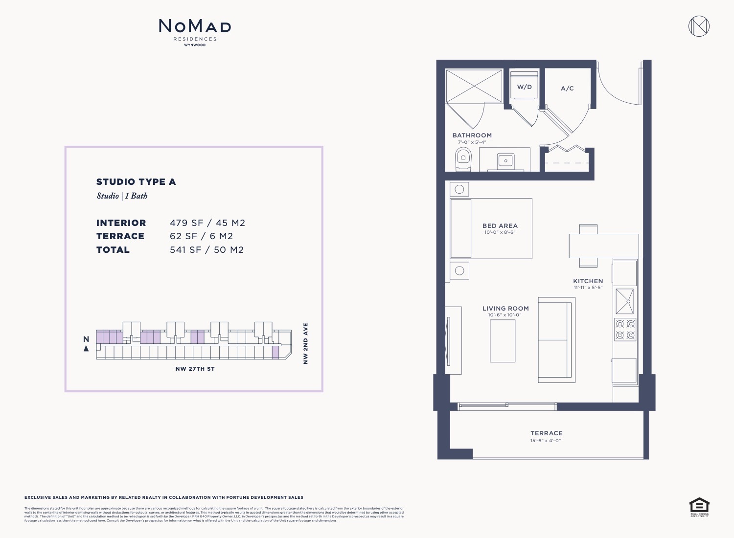 Floor Plan for Nomad Wynwood Floorplans, Studio Type A