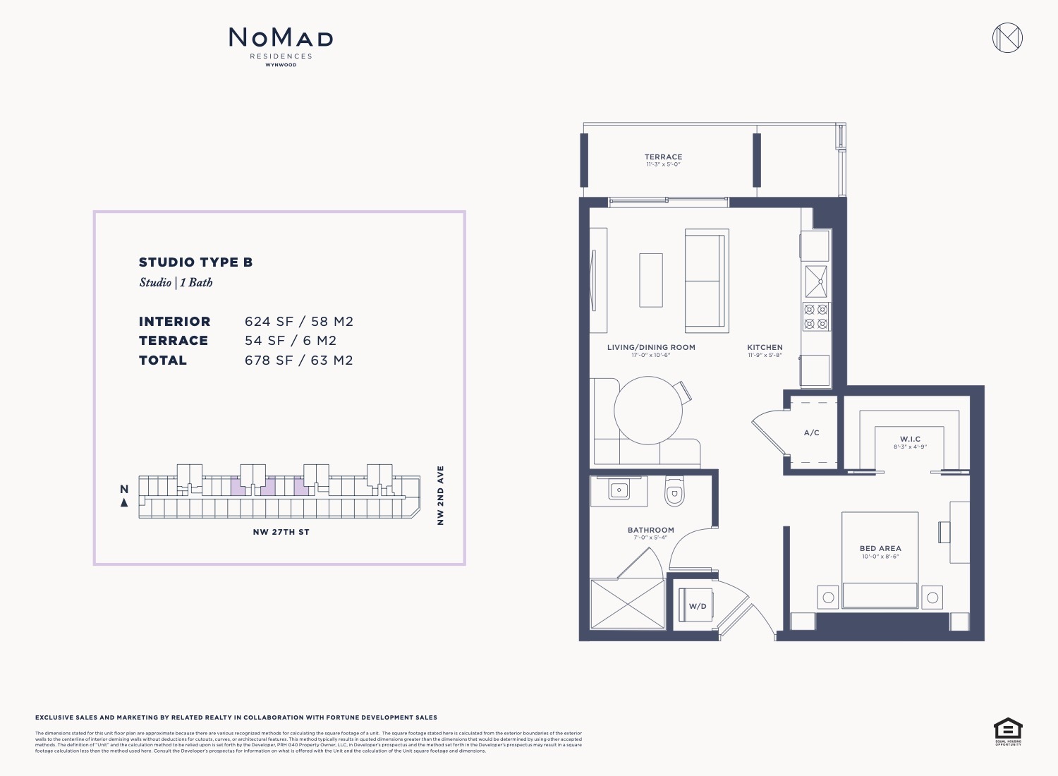 Floor Plan for Nomad Wynwood Floorplans, Studio Type B