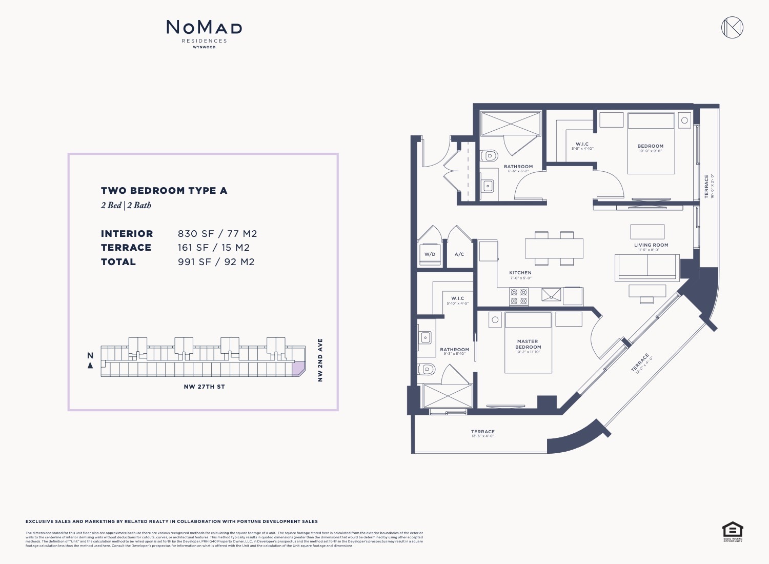 Floor Plan for Nomad Wynwood Floorplans, Two Bedroom Type A