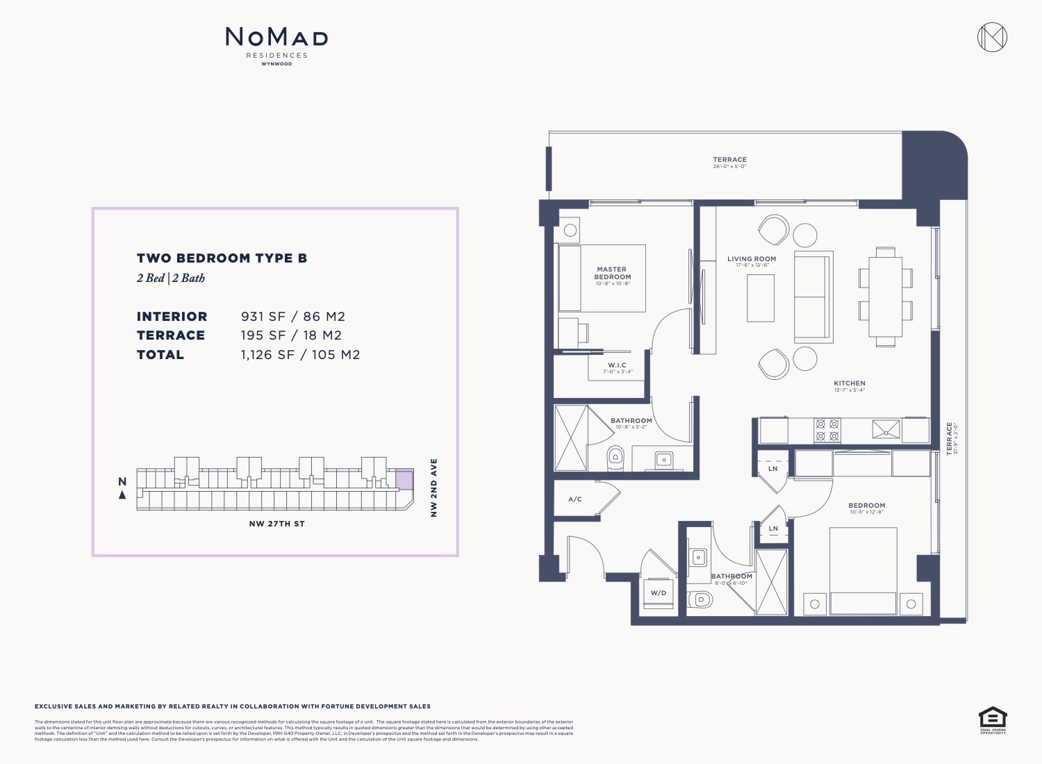 Floor Plan for Nomad Wynwood Floorplans, Two Bedroom Type B