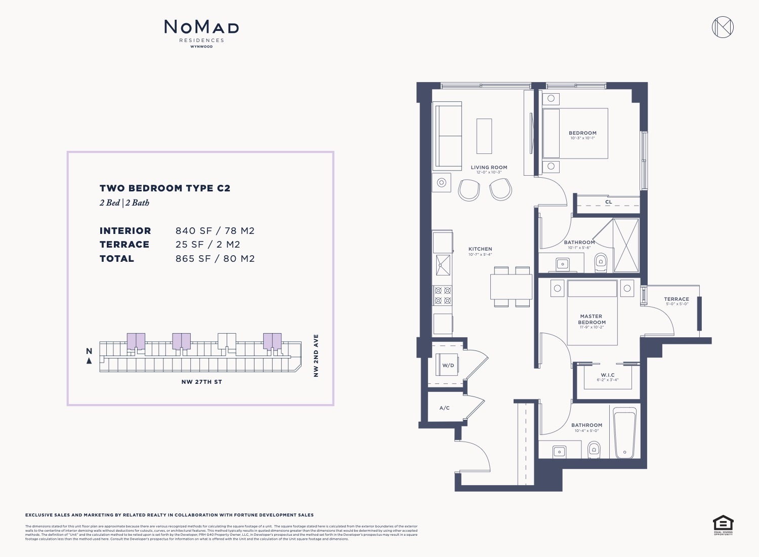 Floor Plan for Nomad Wynwood Floorplans, Two Bedroom Type C2