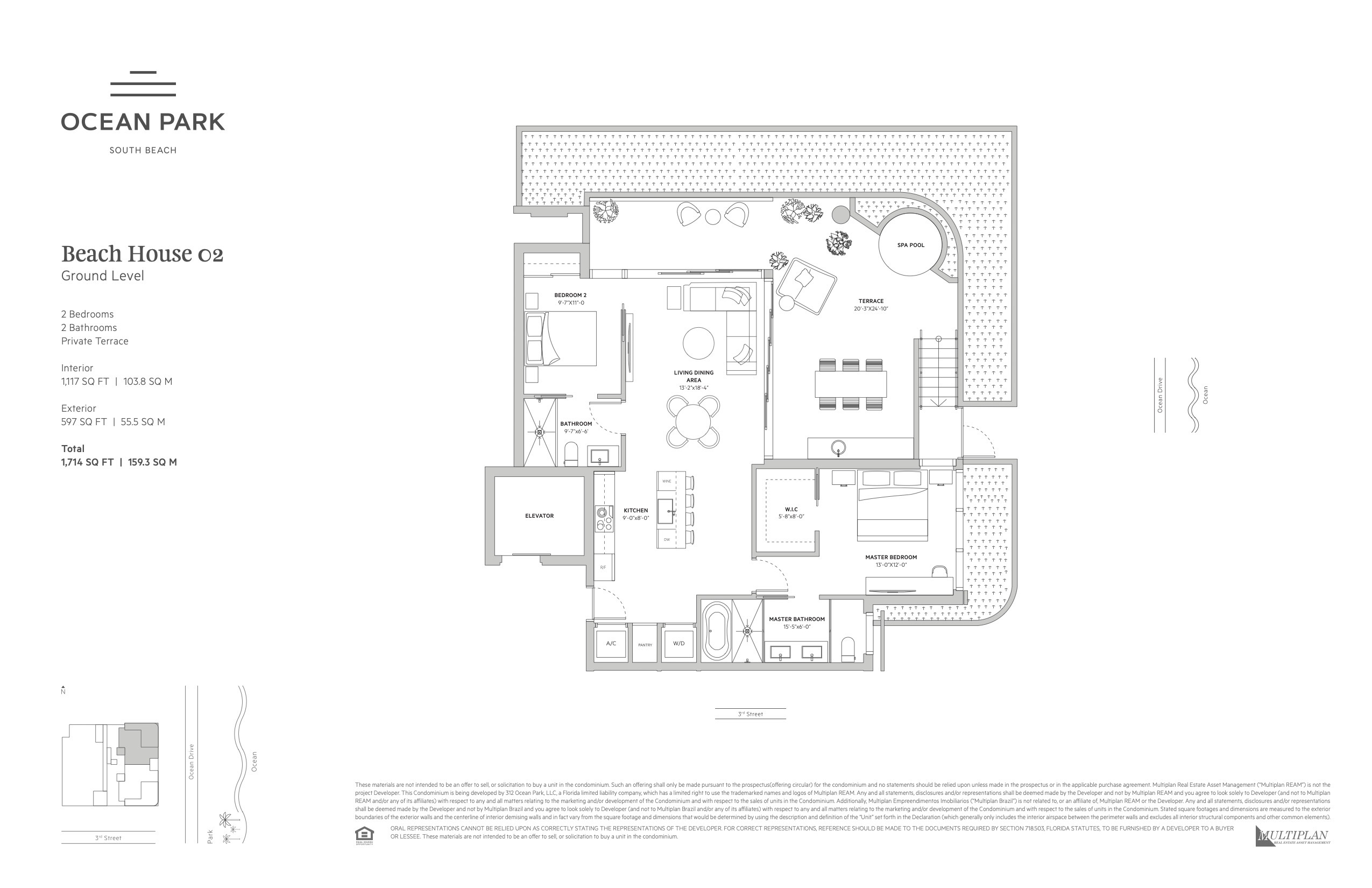 Floor Plan for Ocean Park South Beach Floorplans, Beach House 02