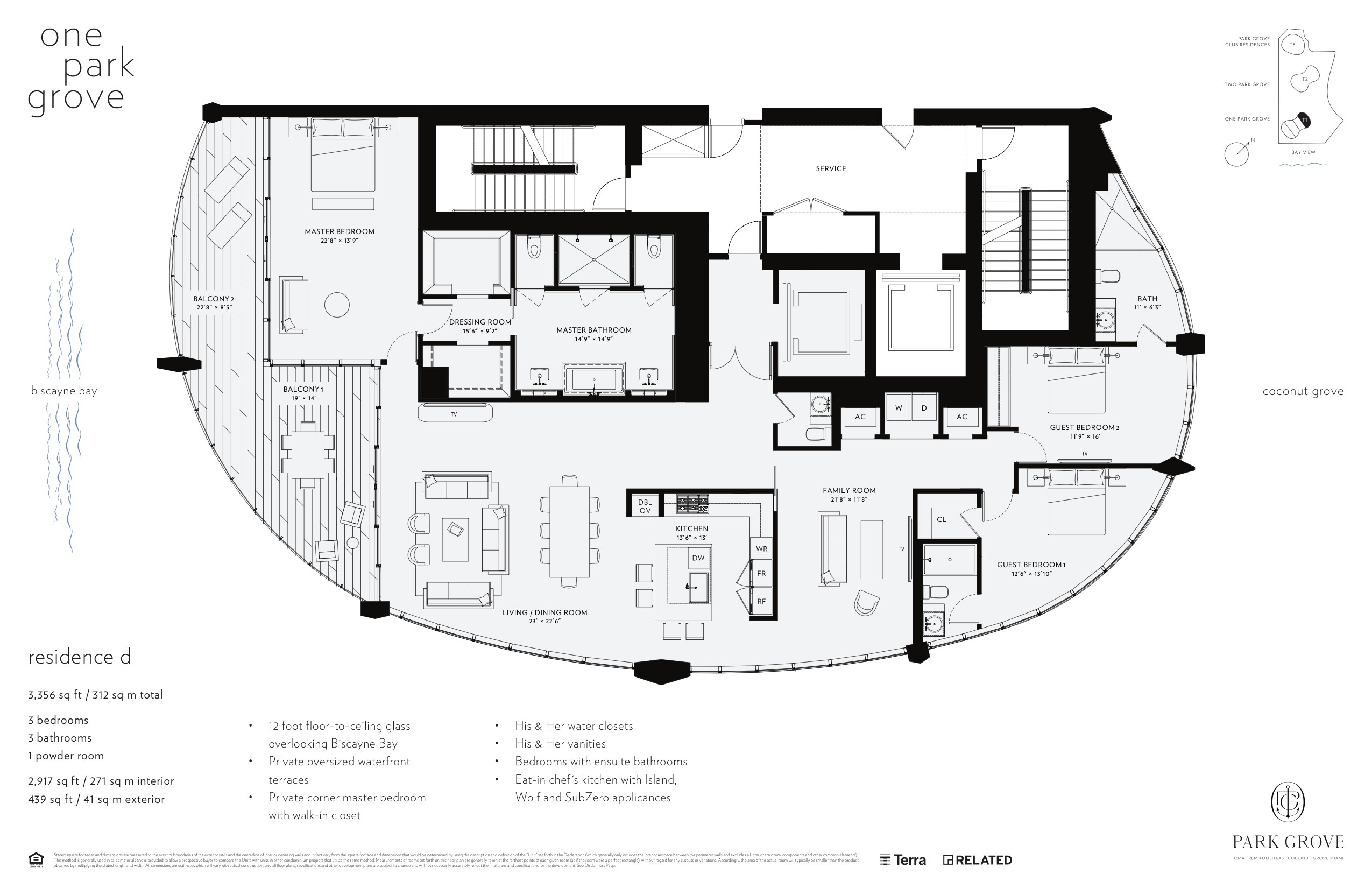 Floor Plan for Park Grove Floorplans, One park Grove Residence D