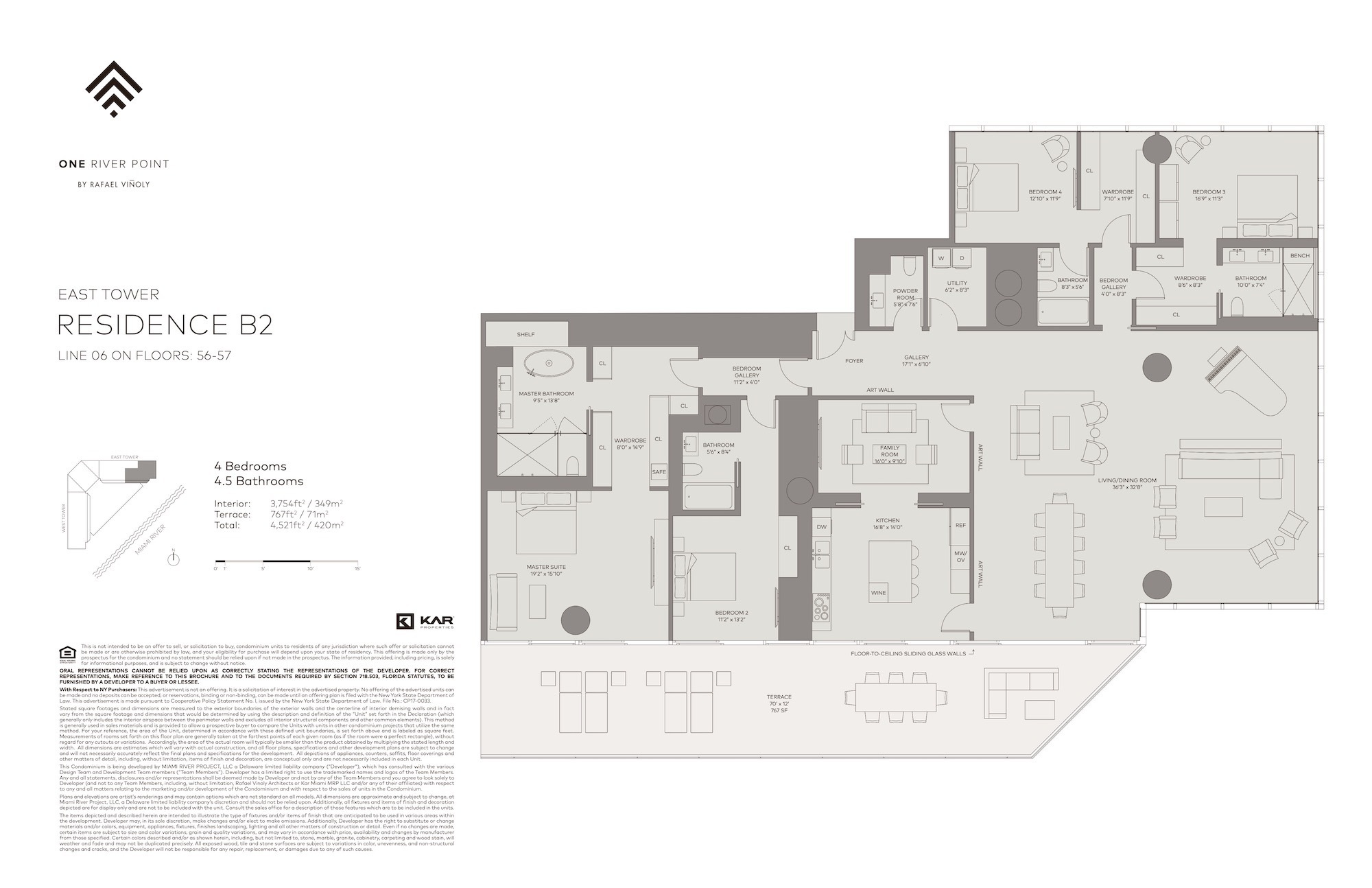 Floor Plan for One River Point Floorplans, Residence B2