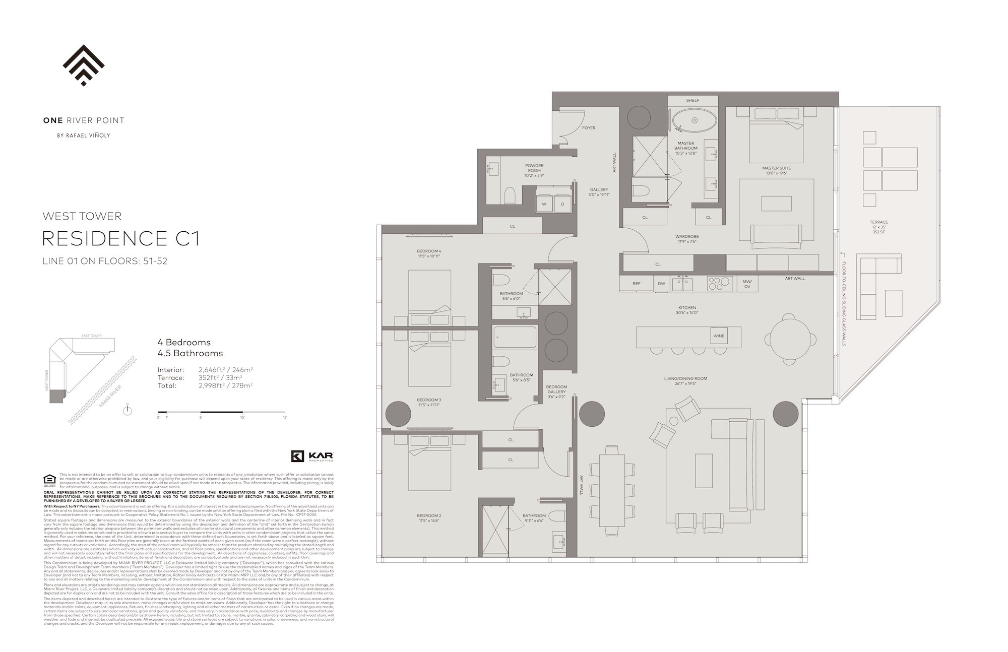 Floor Plan for One River Point Floorplans, Residence C1