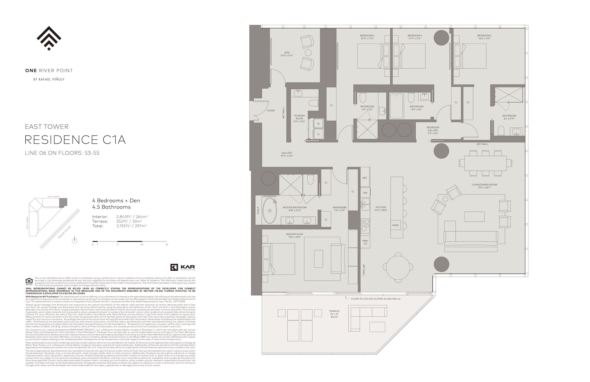 Floor Plan for One River Point Floorplans, Residence C1A
