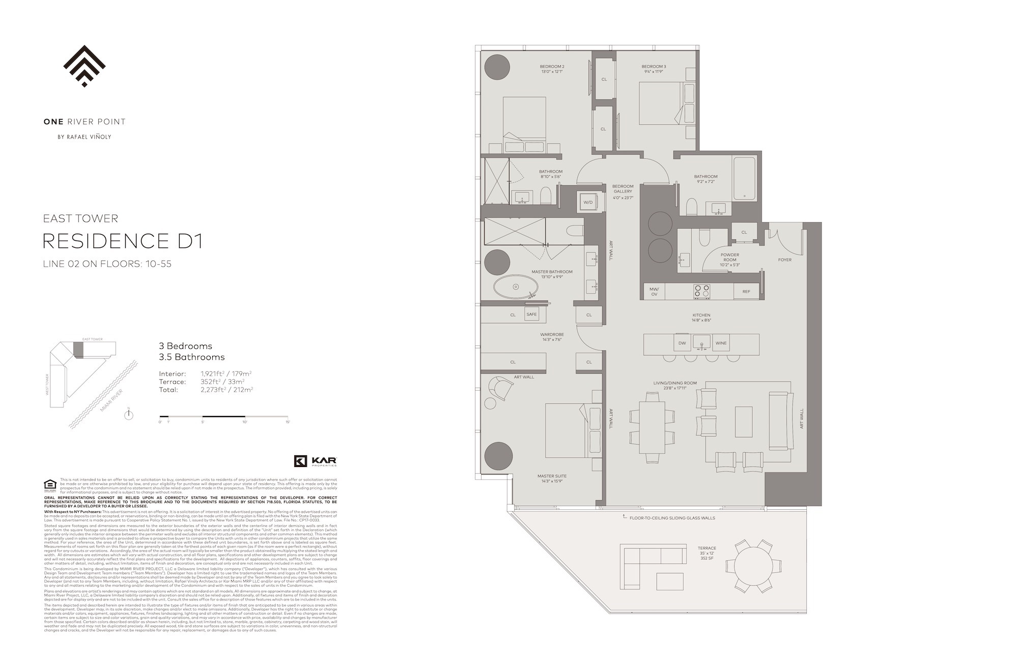 Floor Plan for One River Point Floorplans, Residence D1