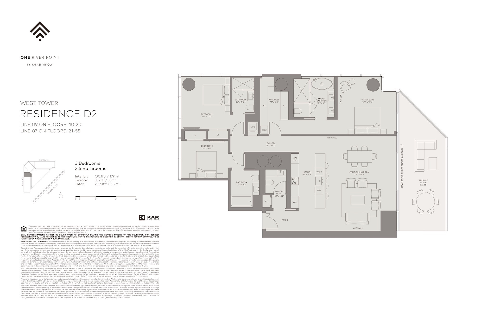 Floor Plan for One River Point Floorplans, Residence D2