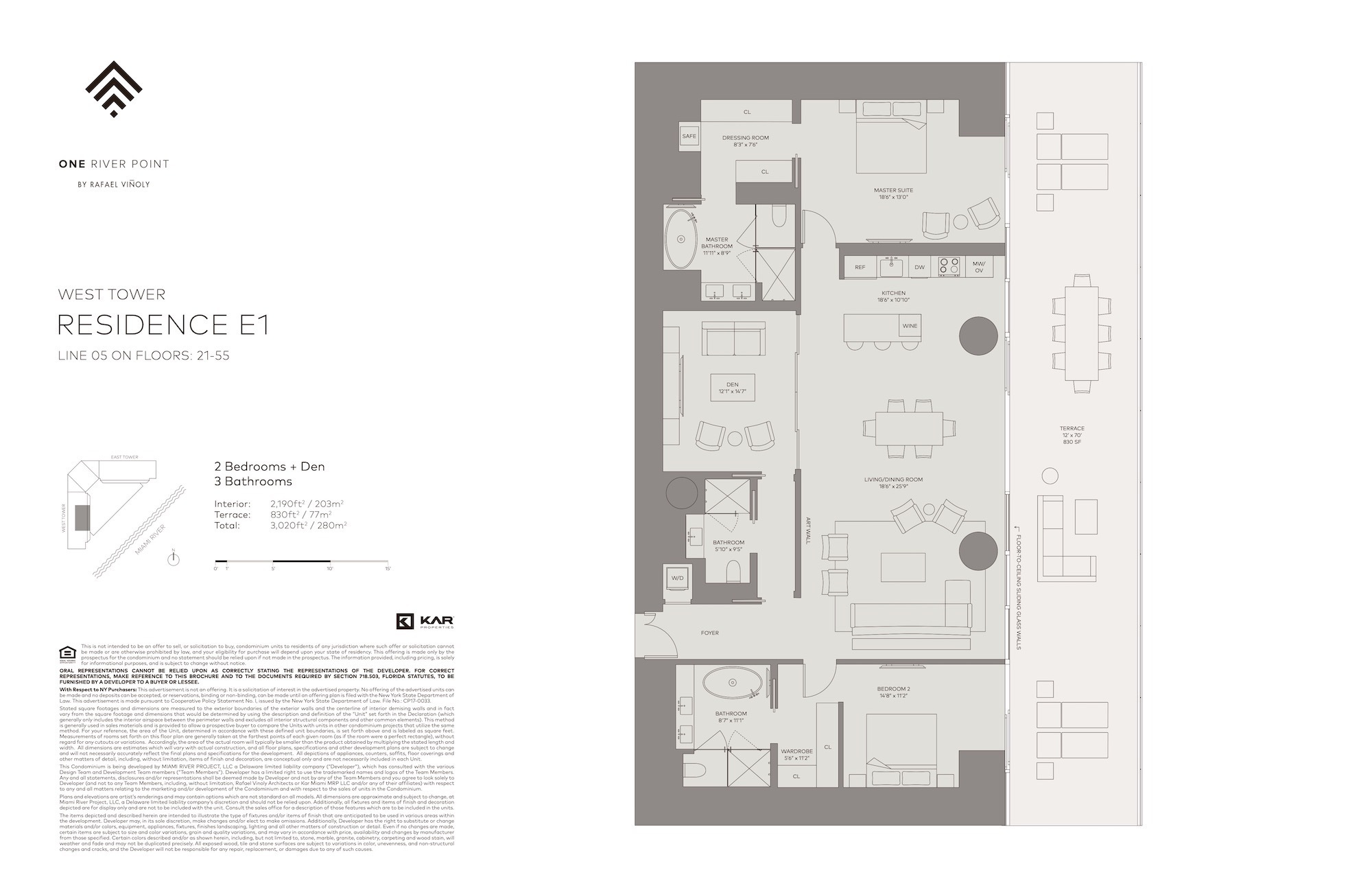 Floor Plan for One River Point Floorplans, Residence E1