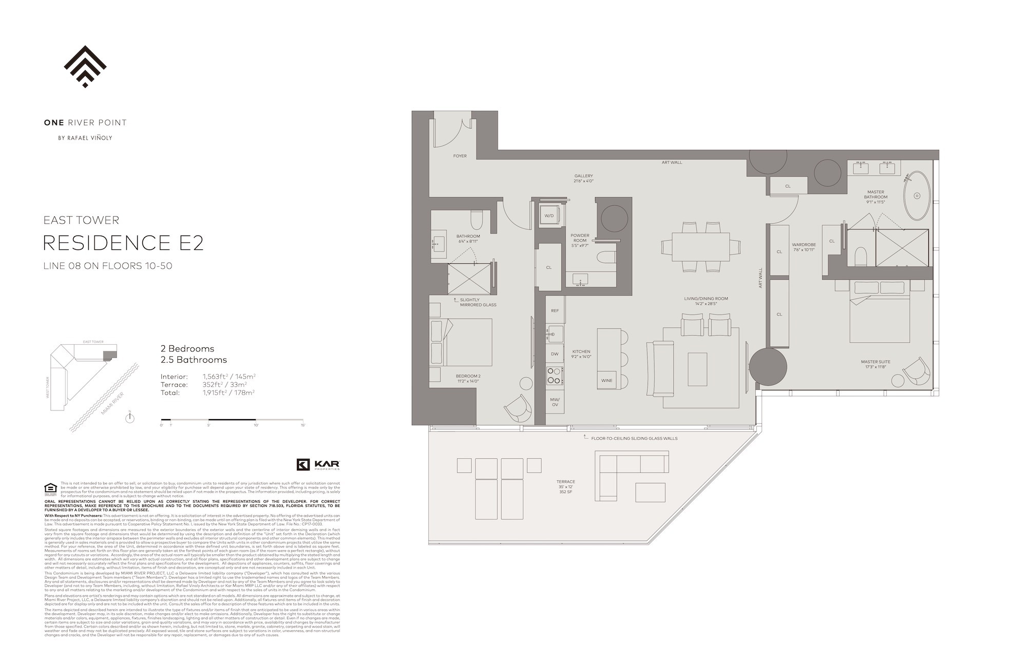Floor Plan for One River Point Floorplans, Residence E2