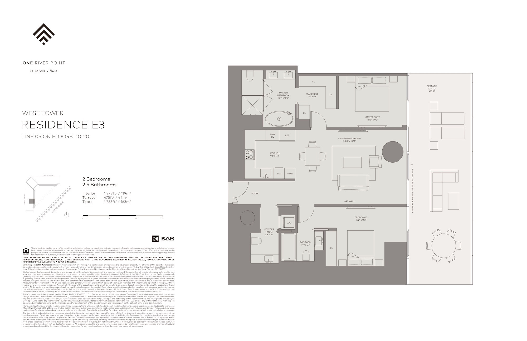 Floor Plan for One River Point Floorplans, Residence E3