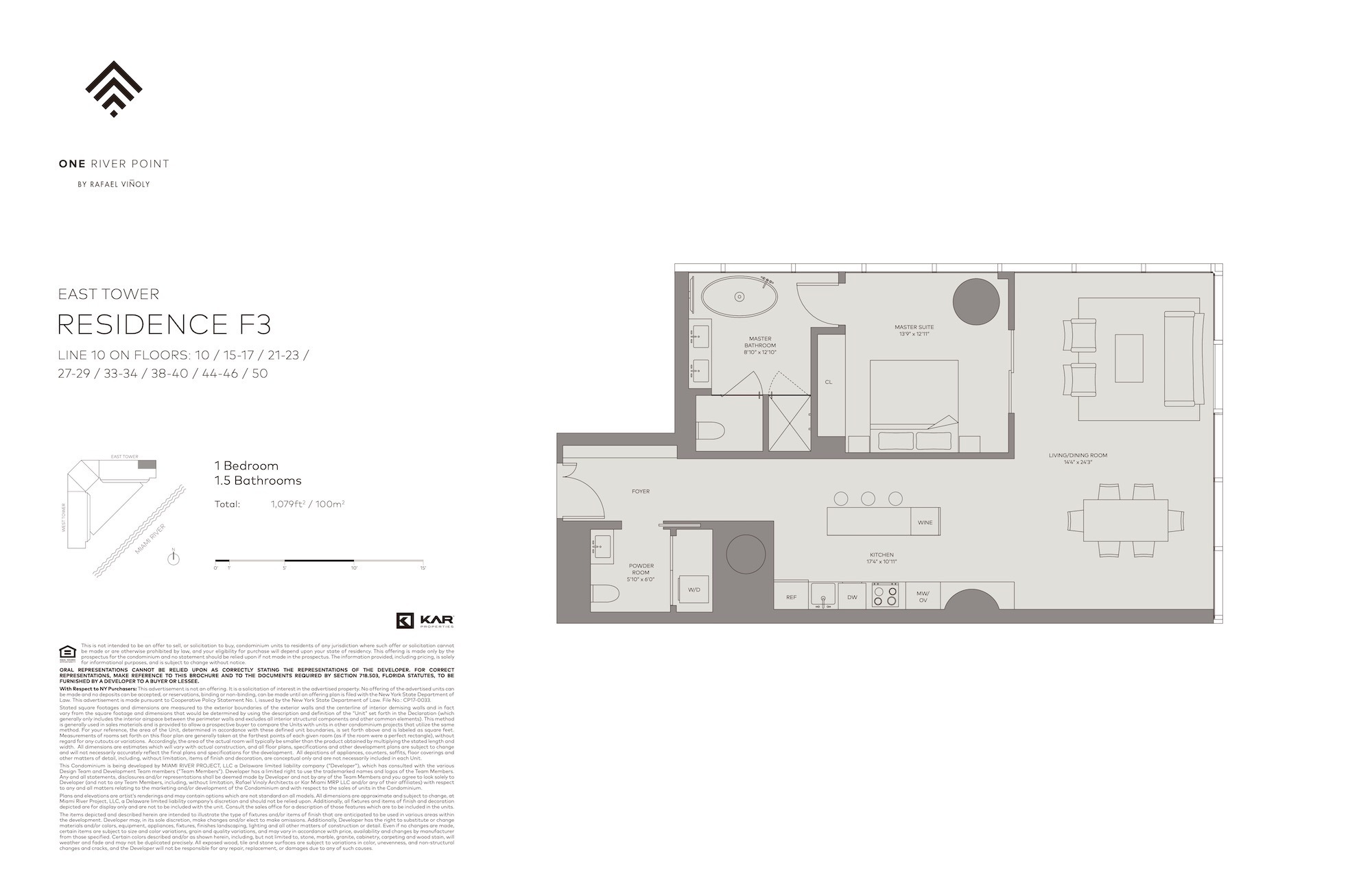 Floor Plan for One River Point Floorplans, Residence F3