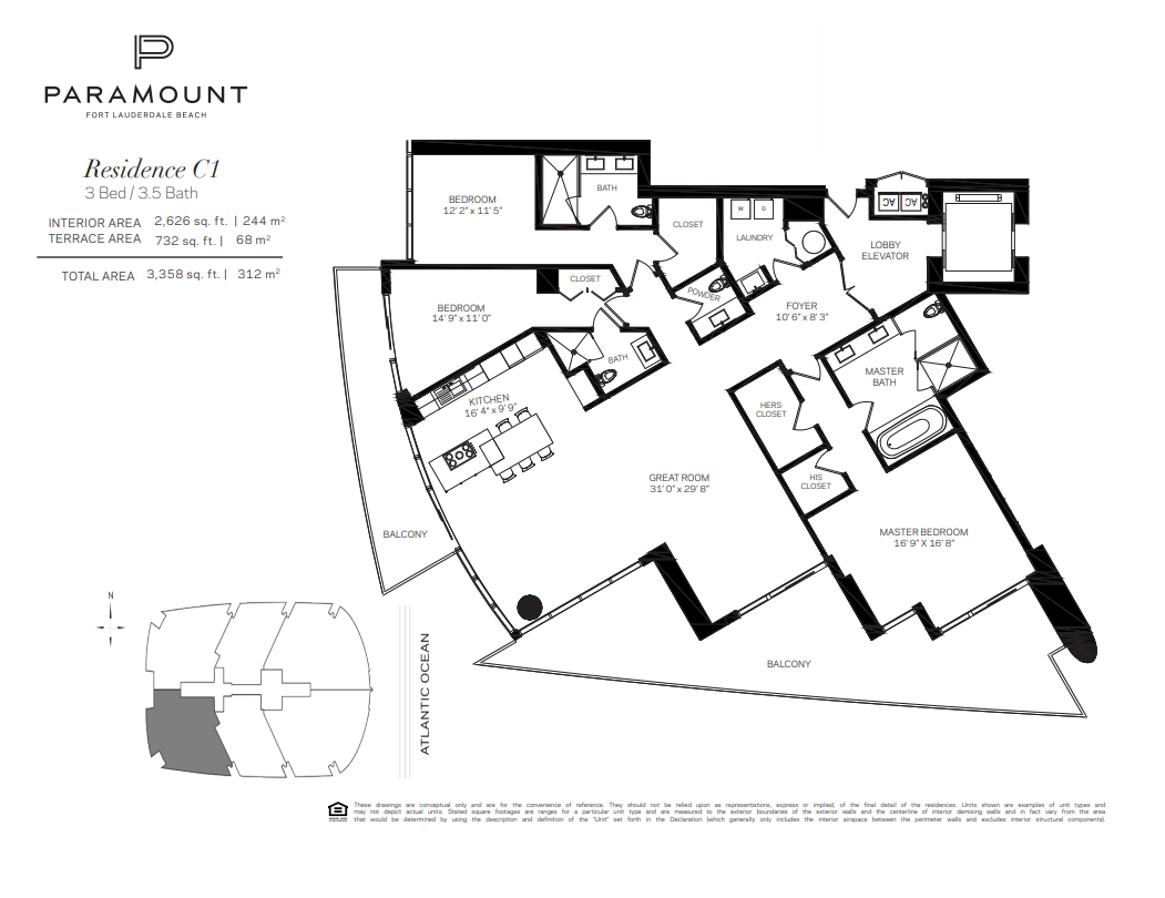 Floor Plan for Paramount FTL Floorplans, Residence C1