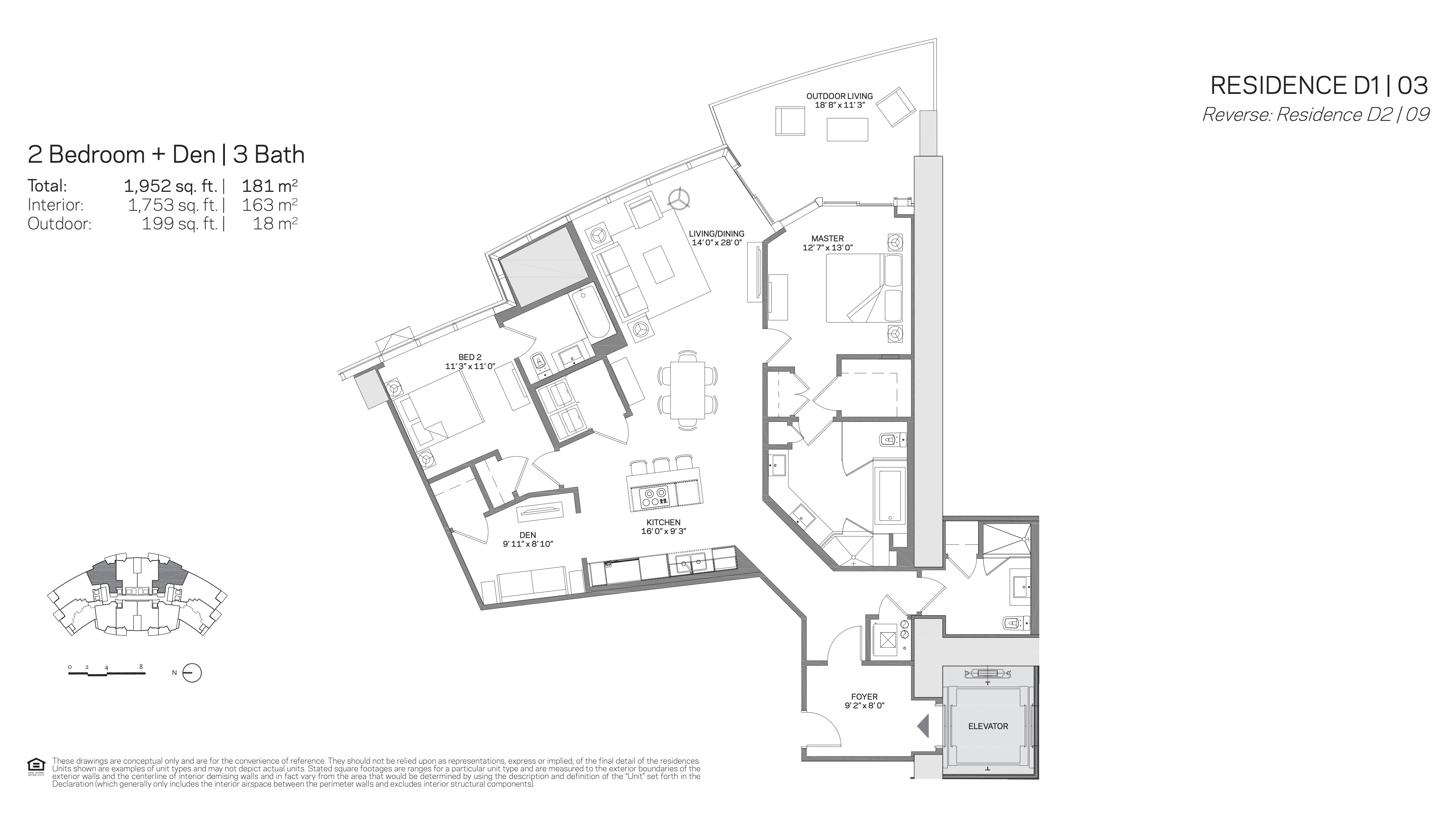 Floor Plan for Paramount Miami Worldcenter Floorplans, Residence D1 03