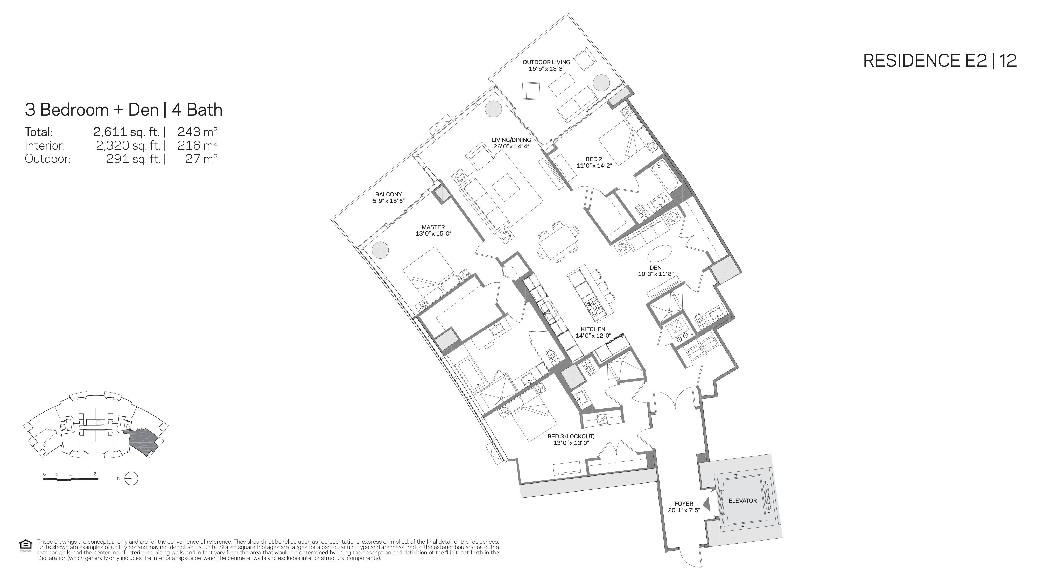 Floor Plan for Paramount Miami Worldcenter Floorplans, Residence E2 12